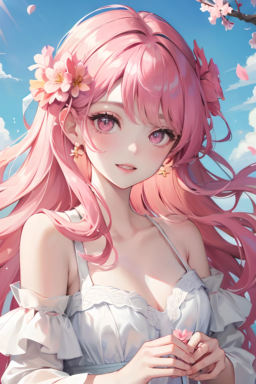 Ahri league of legends, ahri spiritual blossom, fully body, happy look, kimono, perfectbody, face detailed, high resolution, super detaill, 8k, Overview, with Japanese cherry trees 