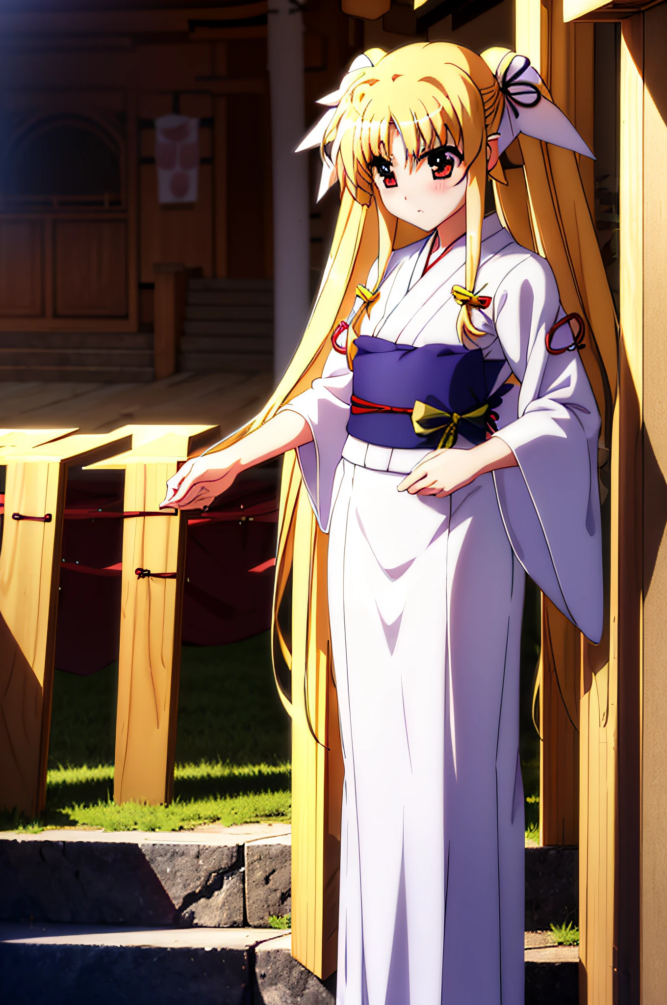 Life activities, 1girl in, ((shrines:1.5)), ((strong breeze)),(masutepiece:1.2), Best Quality,Best Beautiful Girl, High resolution, Unity 8k壁纸, (Illustration:0.8), Perfect Lighting, extremely details CG, (Perfect hands, Perfect Anatomy),model poses,Eyes open,(masutepiece:1.2), Best Quality, Fate Testarossa, 1girl in, Long hair, Twin-tailed, a black ribbon,((shrine maiden clothe:1.5)), Park, High resolution, Unity 8k壁纸, (Illustration:0.8), extra detailed face, Perfect Lighting, extremely details CG, (Perfect hands, Perfect Anatomy),masutepiece, Best Quality,Cowboy Shot,red blush,((9 Talents:1.5))、tiny girl,tiny chest,Embarrassed look,serving,