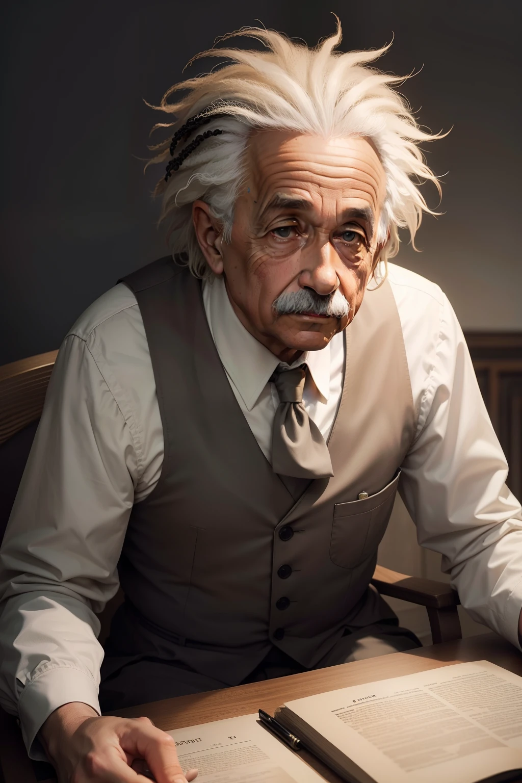 Albert Einstein estilo antigo com cortes fortes