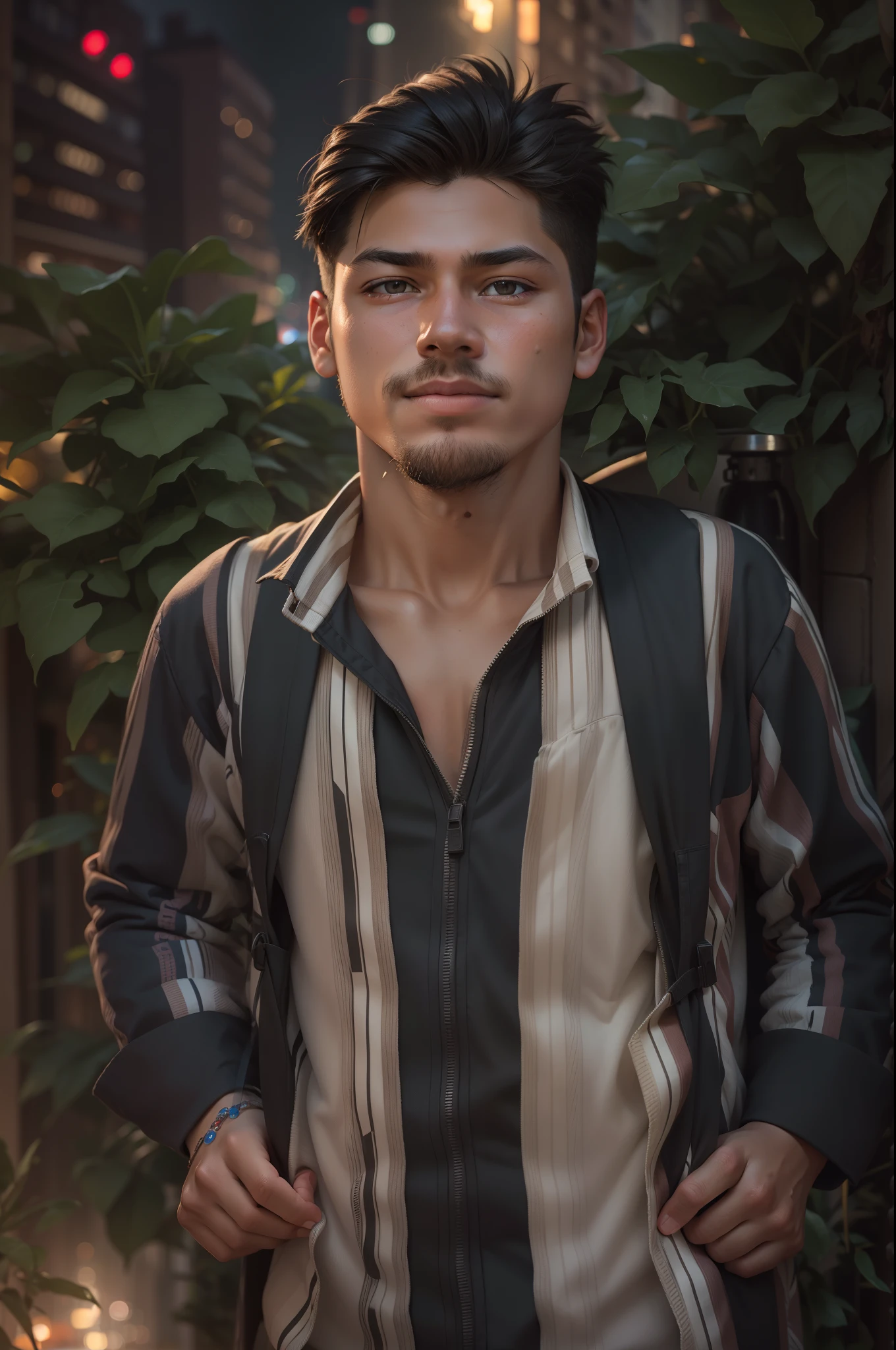 RAW photo, a portrait photo of 10 y.o man in casual clothes, night, city street, (high detailed skin:1.2), 8k uhd, dslr, soft lighting, high quality, film grain, Fujifilm XT3