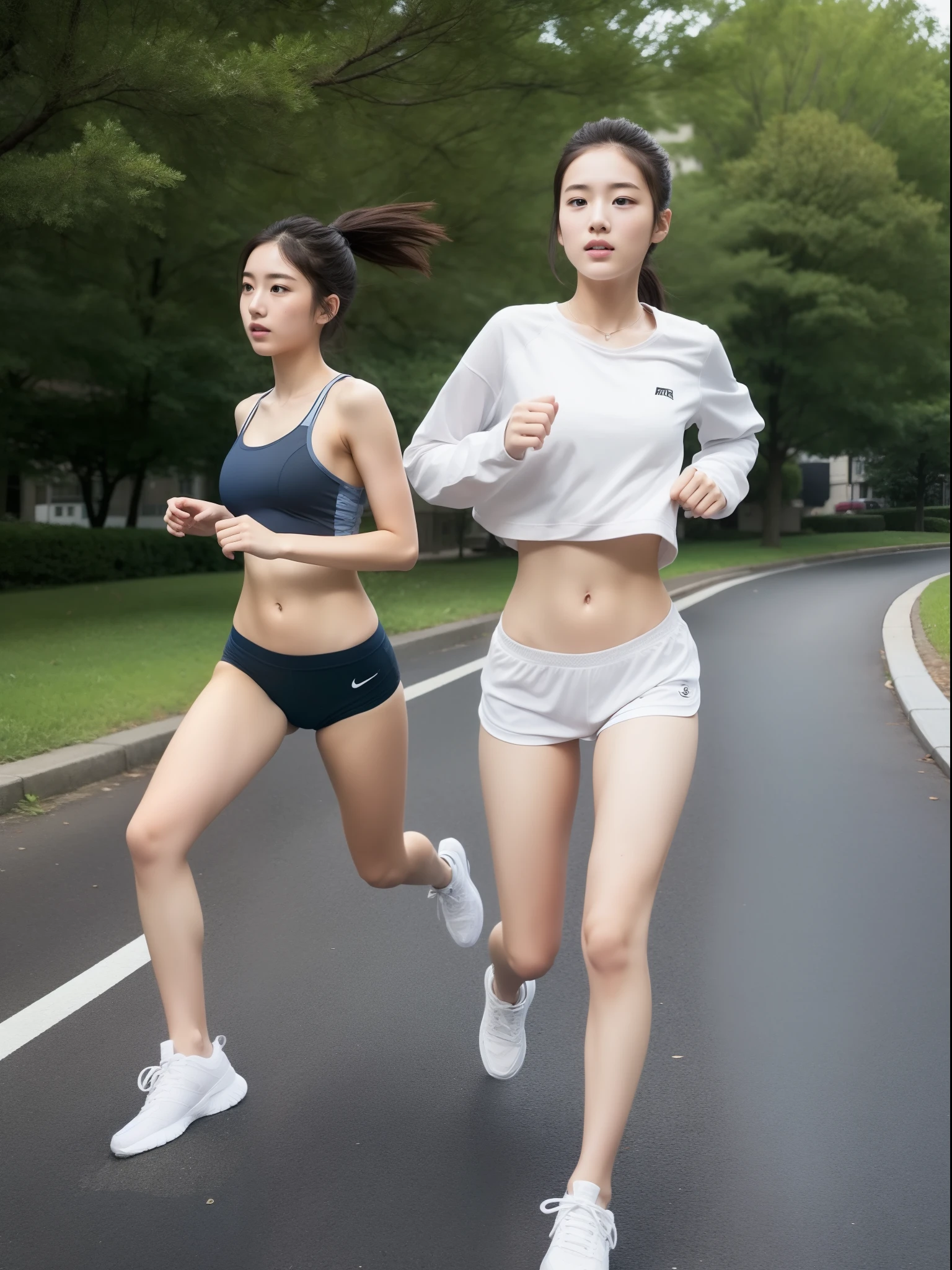 gym、Volleyball Uniforms、A group of 10 girls running side by side、(in 8K、Super A high resolution、Highest quality、masuter piece、RAW portrait of a Japanese-American mixed race girl、Super A high resolution、Highest quality:1.1) (Big Breasts、Quite large breasts、Cleavage:1.3)(Running Wear、High leg racing bloomers、running shoes、Track and field athlete:1.5)(Low - Angle、Driving in the truck lane、walk short distance、Running with her chest shaking a lot、Sprinting through the university's athletics field:1.4) BREAK(Natural skin texture、Detailed skin、Hyperrealism、Ultra Sharpness)、Intricate details、Depth of written boundary(masterpiece、Highest quality、High definition、PhotoReactive:1.1)、 happy smile、Pretty short black bob、Big eyes、Clear double eyelidsまぶた、Clear double eyelids、Small Face)(sight、Eye highlights、Light brown eyes、Lip gloss)