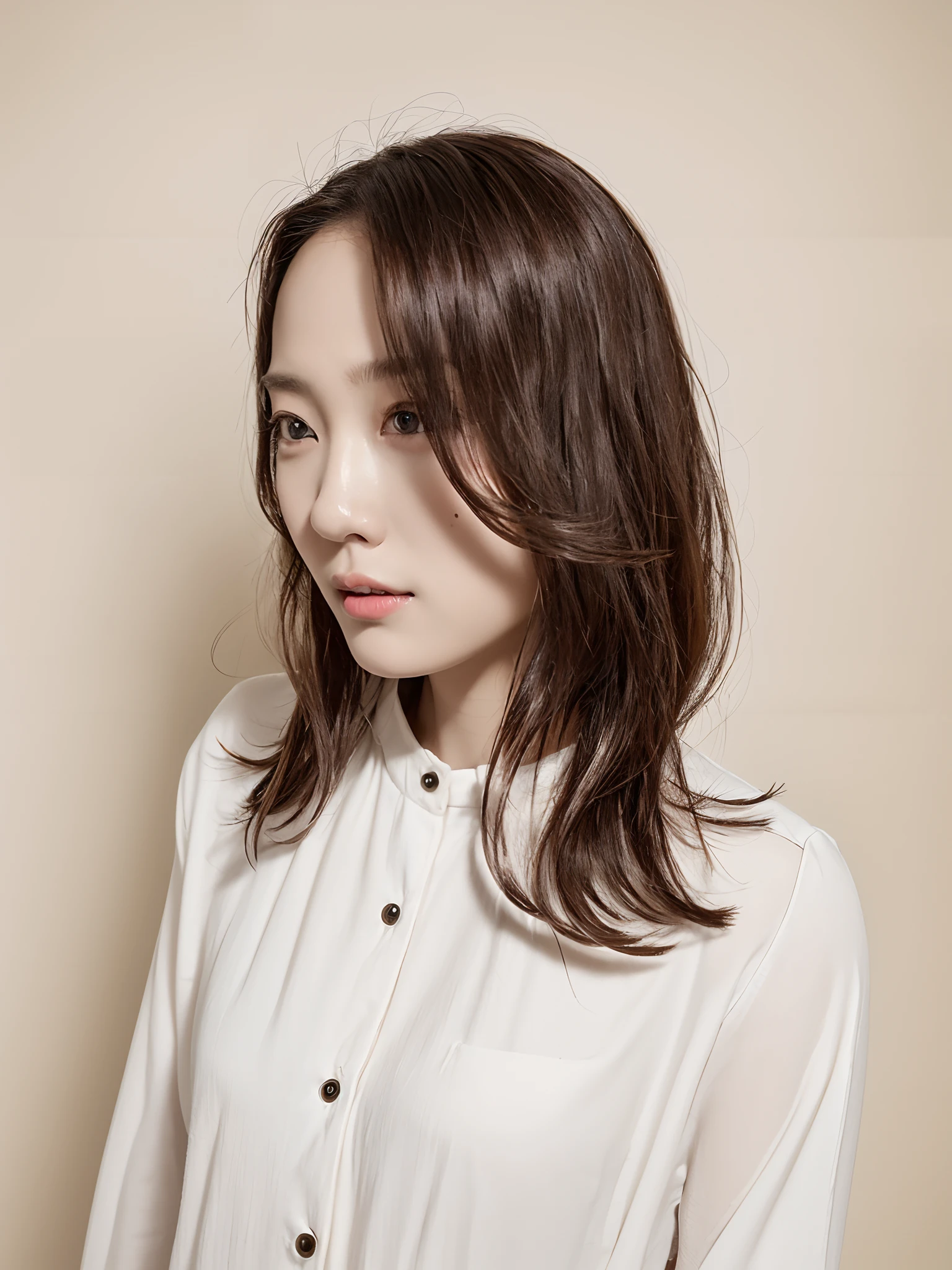 top-quality:1.3、​masterpiece、hight resolution、［1 girl in］、｛独奏｝、Raw photo、Real person、mascara, ,(Textured skin, Skin pores:1.1), (Imperfect skin:1.1) intricate detailes, face perfect, ((Photorealsitic):1.1), (Unripe, 8K:1.2)、Detailed skin、japanes、catchlight、piercings、a necklace、white walls、White Room