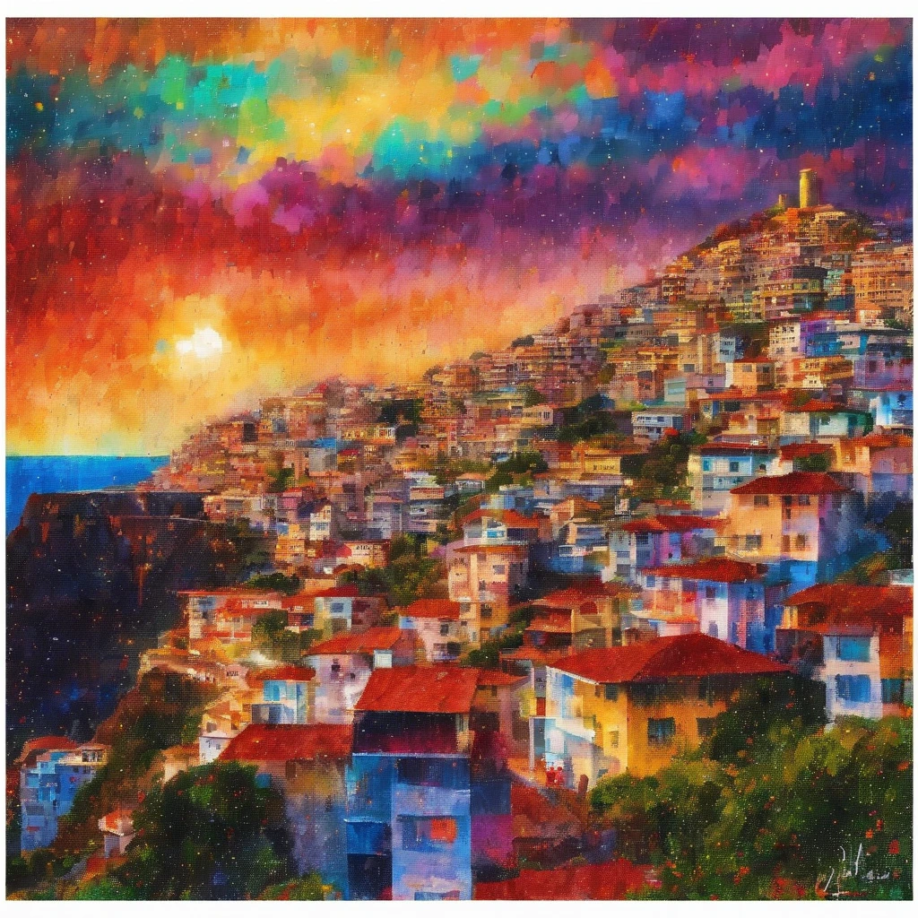 Foco suave, Aquarela gradiente brilhante, sonhador, fundo branco, garota, cafes, Praia de Copacabana, Sugar Loaf, corcovado, Favela no Morro.