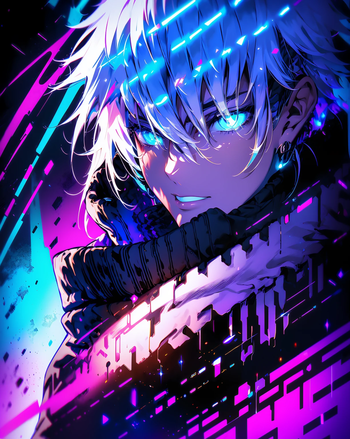 realistic,shiny,reflective,bioluminic, galactic cybernetic mask,mecha,(assassin:1.2),((((scarf,long cloak)))),sh4g0d,GlowingRunes_red,fullbody,cinemnatic,dark background,backlight,high contrast