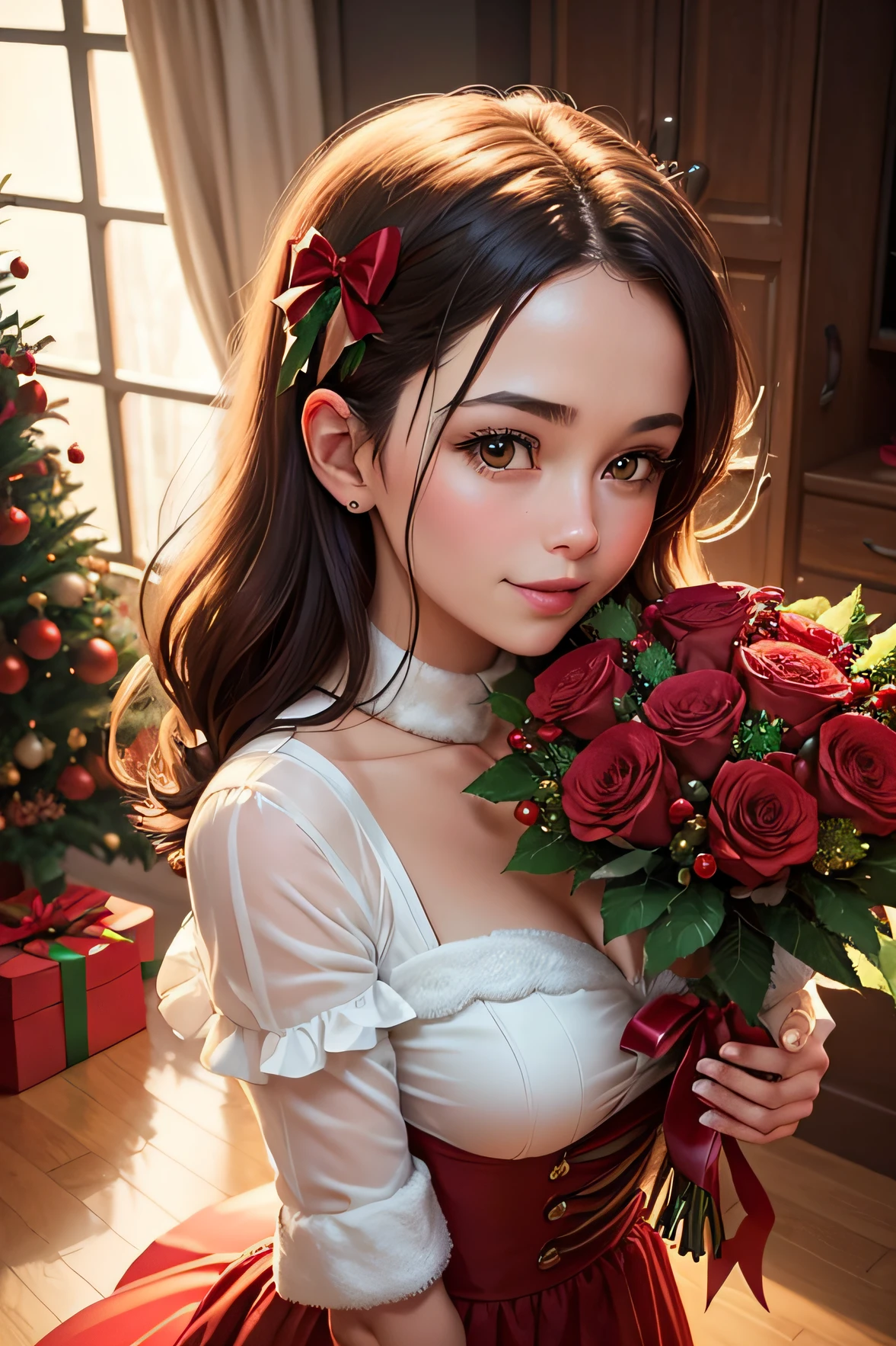 Generate
"Create a vivid and heartwarming description of Christmas bouquets adorned with rich red ribbon and playful red cherry clipart. Dive into the details of these festive arrangements, highlighting the symbolism of the red ribbon, the whimsy of the cherry clipart, and their role in setting the stage for a joyful holiday atmosphere. Whether it's decorating your own home or choosing the perfect gift, convey the essence of these Christmas bouquets and the magic they bring to the season."