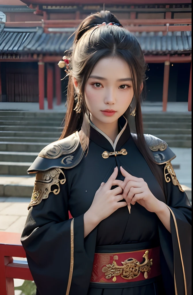 Best Quality,masutepiece,超A high resolution,(Photorealistic:1.4),xiuxian,arma,Detailed face, 1girl in,Solo,arma,(Magic Circle:1.2),xiuxian,Upper body,Beautiful Girl,Full body,East Asian Architecture,scabbard,architecture,Ancient China