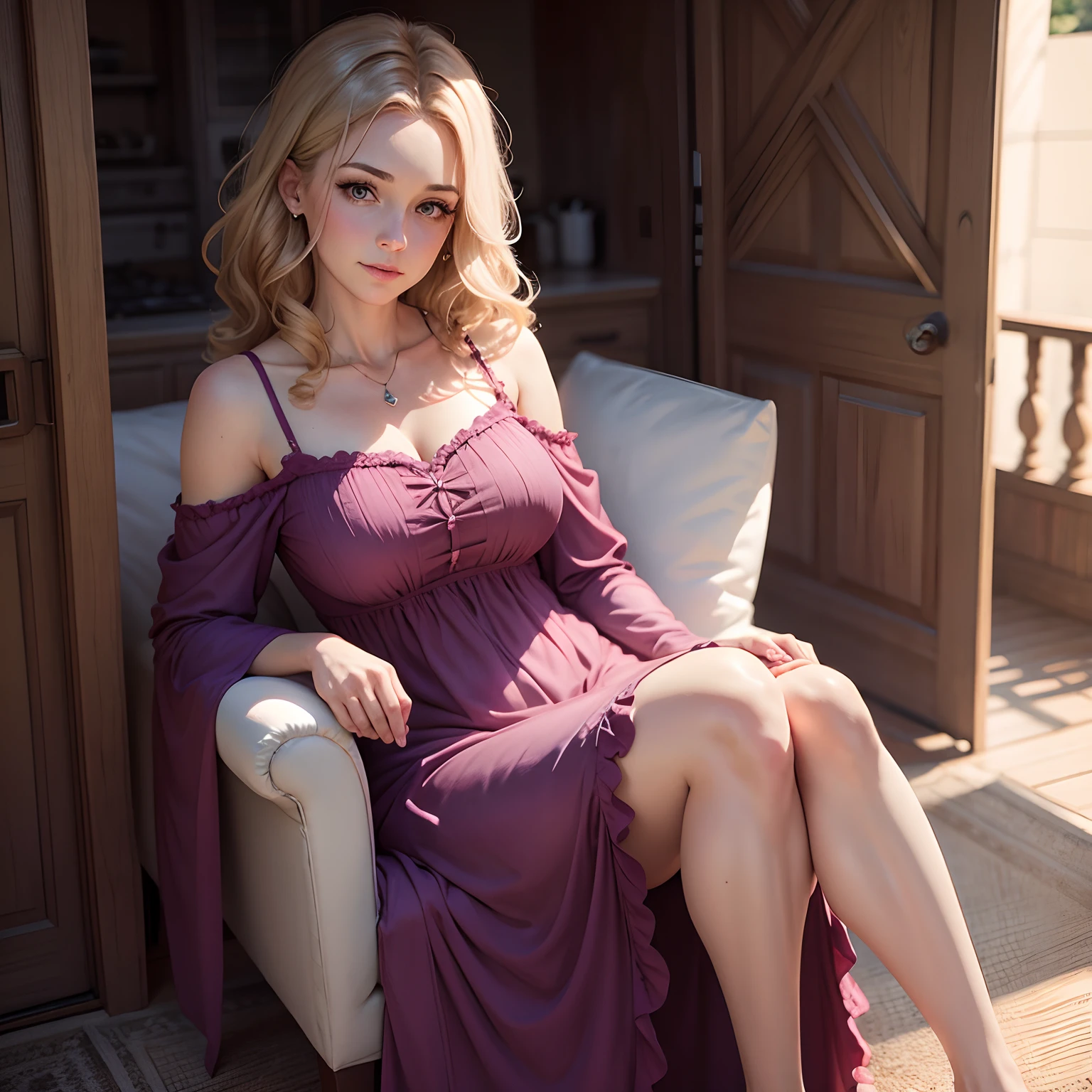 Aunt cass wearing a dress