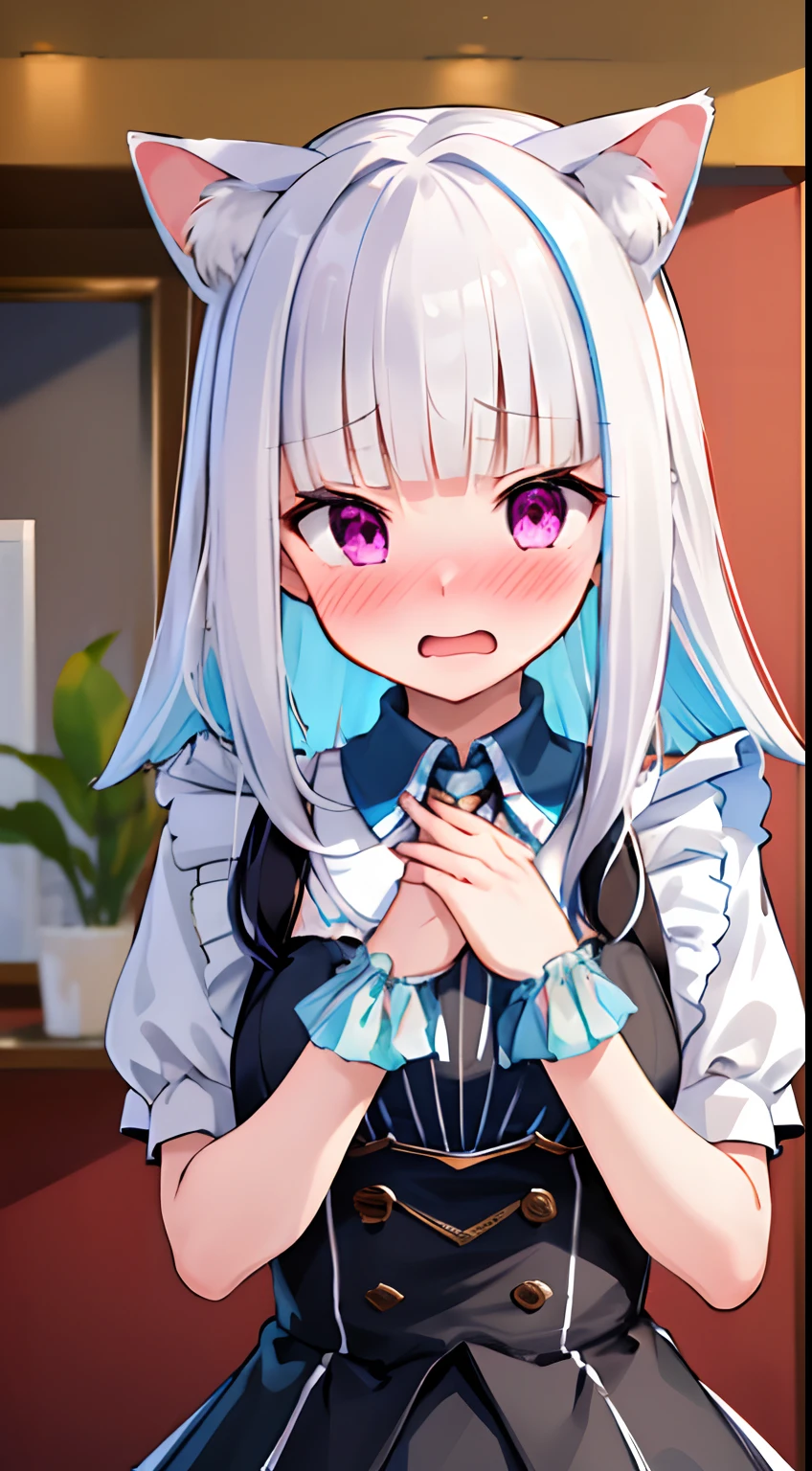 (best quality, ultra detailed:1.2),emilia,re:zero,aqua eyes, roswaal mansion maid uniform,large breasts,BREAK crying,(face close up:1.2),((1man and 1woman,fellatio,penis,))