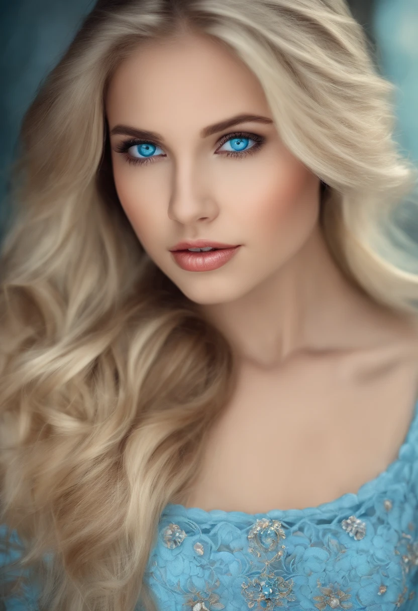 very pretty girl with blonde hair and blue pretty eyes