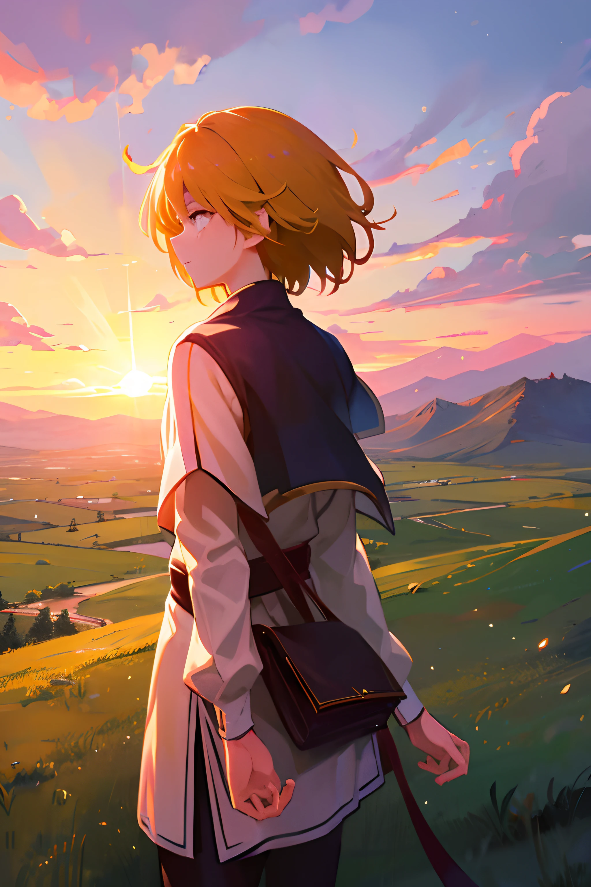 top-quality、masterpiece、neia、Grassland background、crying how bright