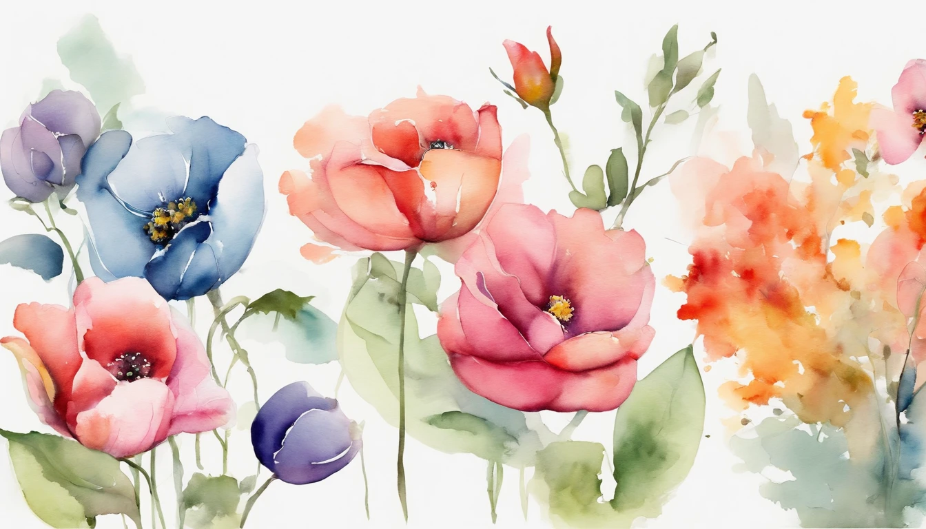 Colorful flowers,The lines contain beautiful lines, Natural curves, Sophisticated silhouette