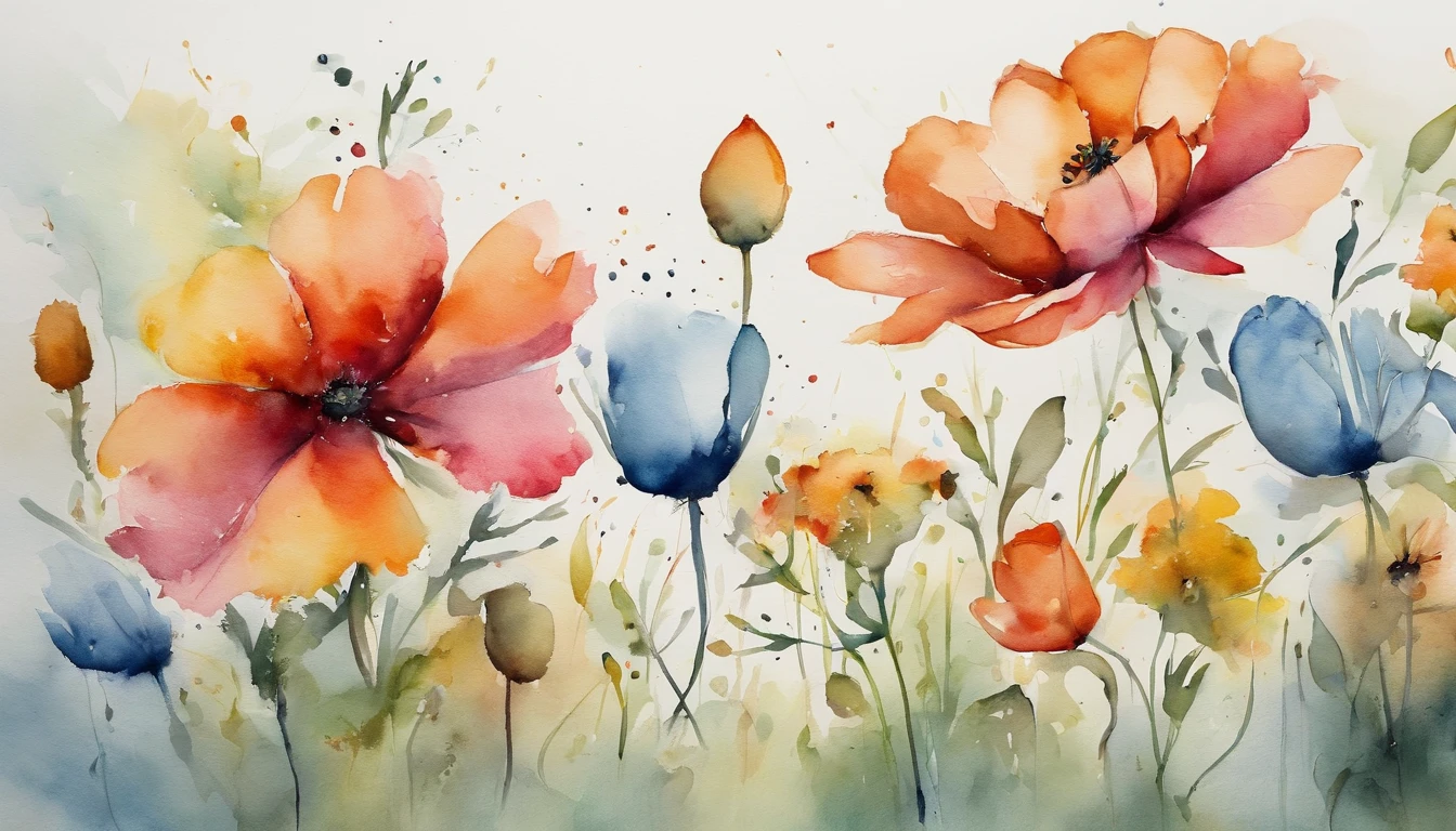 Colorful flowers,The lines contain beautiful lines, Natural curves, Sophisticated silhouette
