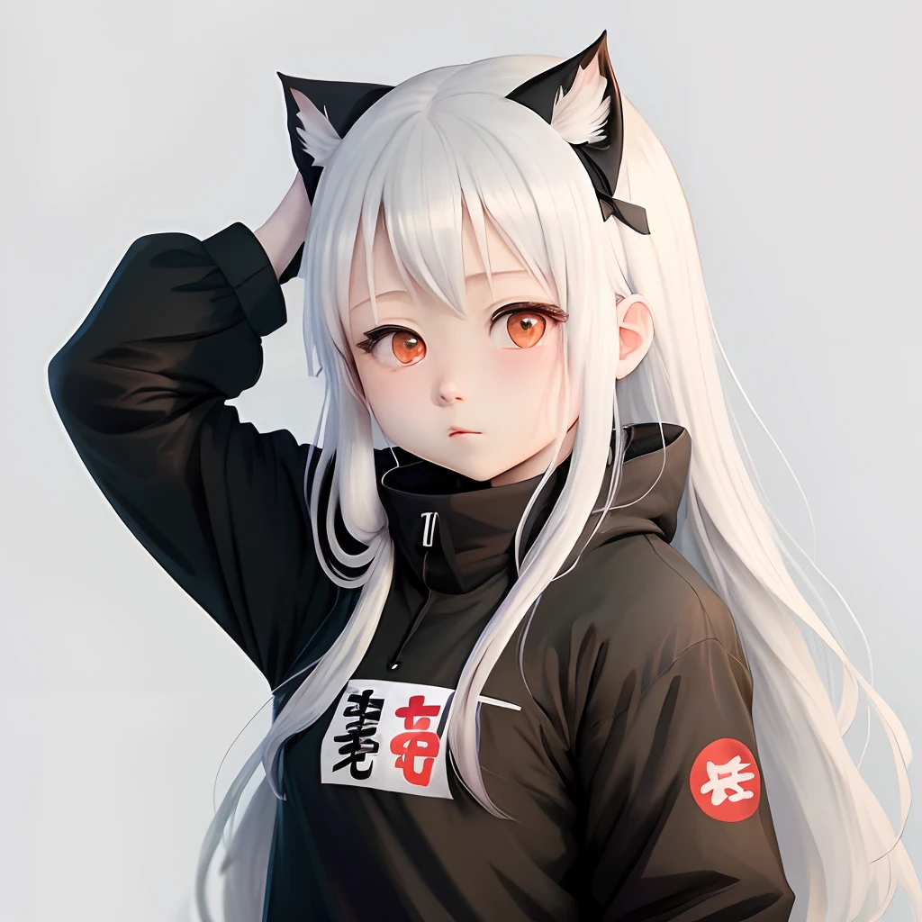 Anime Jujutsu Kaisen Style、an anime girl、White long hair、Chibi Loli Girl、1:1 Style、kawaii