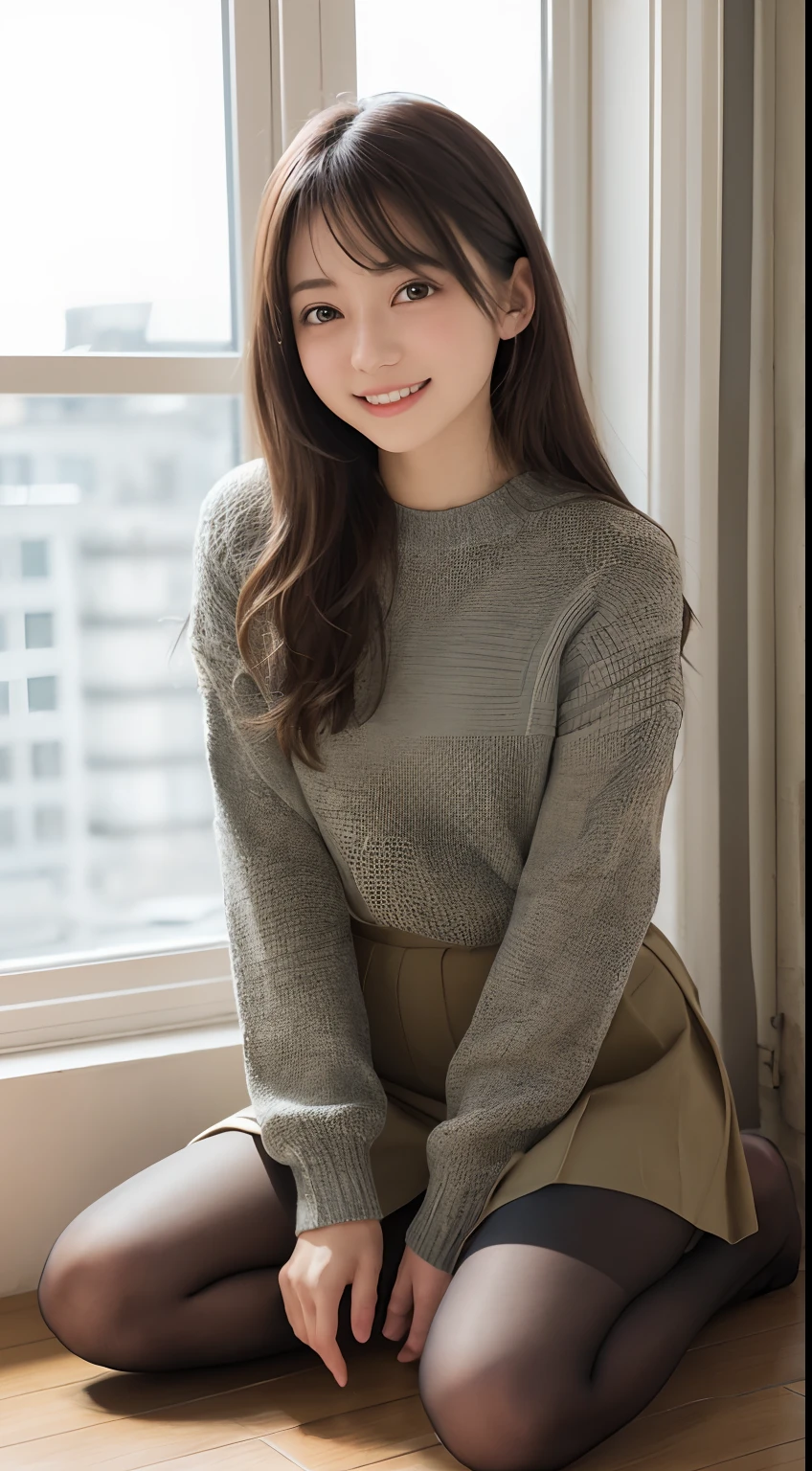 (Happy expression on face:1.26)、Raw photography、(((Ultimate Beauty Full Body Shooting)))、((glistning skin))、女の子1人、-yeld beiful girl in Prague、bright expression、((brown haired))、Girl in sweatshirt、skirt by the、View from the floor、(Long stockings or pantyhose)、(up skirt)、Legs open, Counterpoint Shot、((Very detailed))、(Perfectly detailed face)、(Detailed hand)、Photorealistic images、((masterpiece、top-quality、ultra-detailliert、Film Light、intricate-detail、hight resolution、ighly detailed))、细致背景、8KUHD、Digital SLR、Soft light、hightquality、Film grain、FujifilmXT3 、Shallow depth of field、natural soft light、Kamimei、