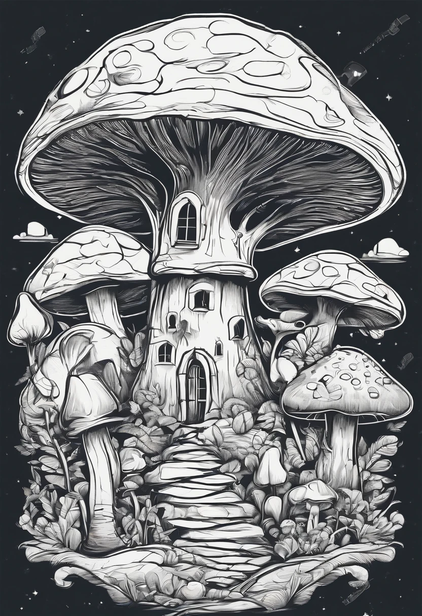 Vector art of mushroom goblin core art with ultra deatil art