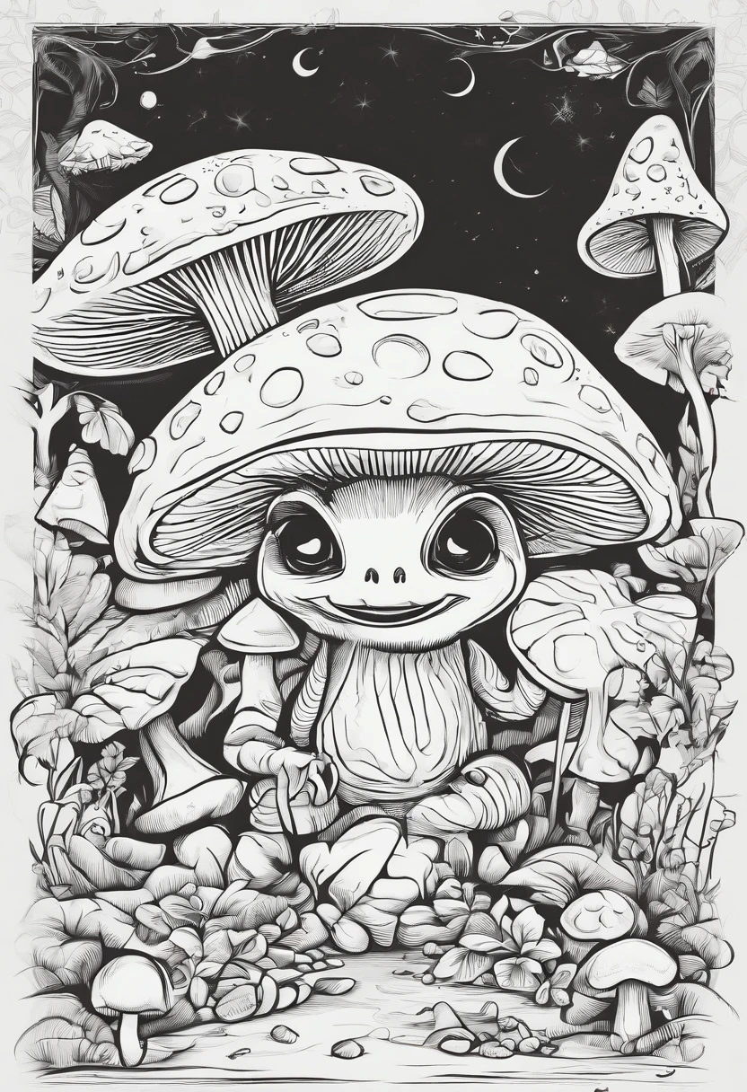 Vector art of mushroom goblin core art with ultra deatil art