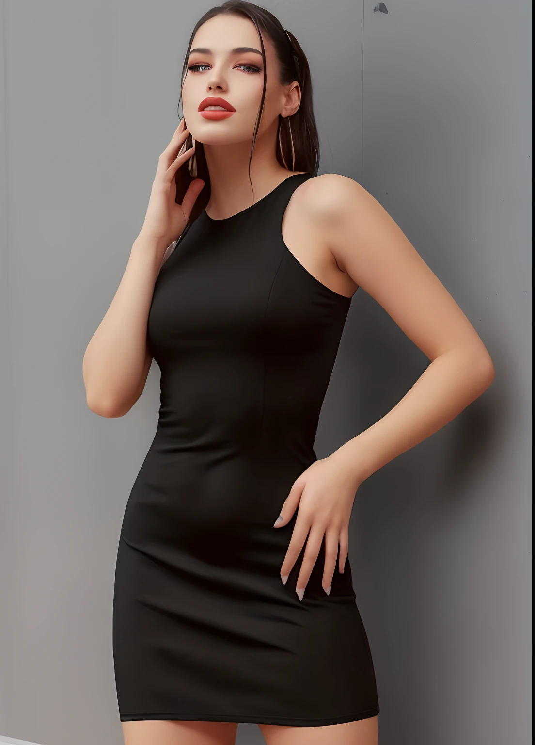 Beautiful girl wearing a black bodycon dress