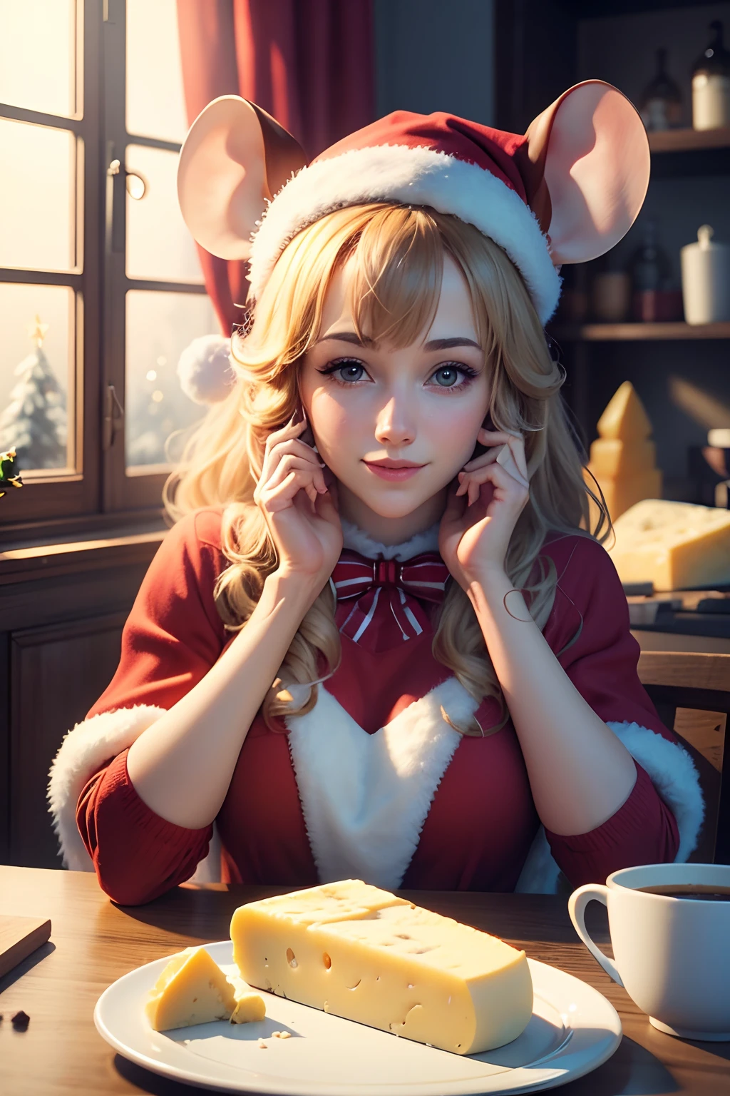 cheese, mouse, Christmas, 8k, resolution, photorealistic.