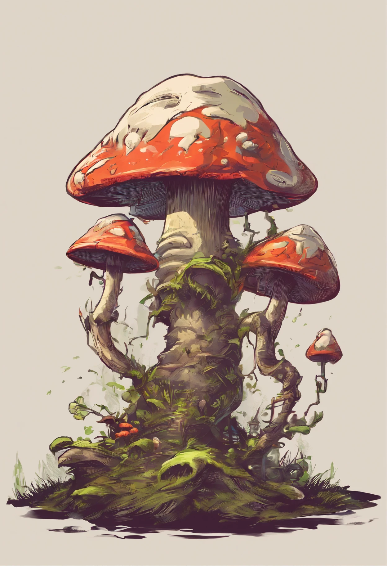 Vector art of mushroom goblin core art with ultra deatil art