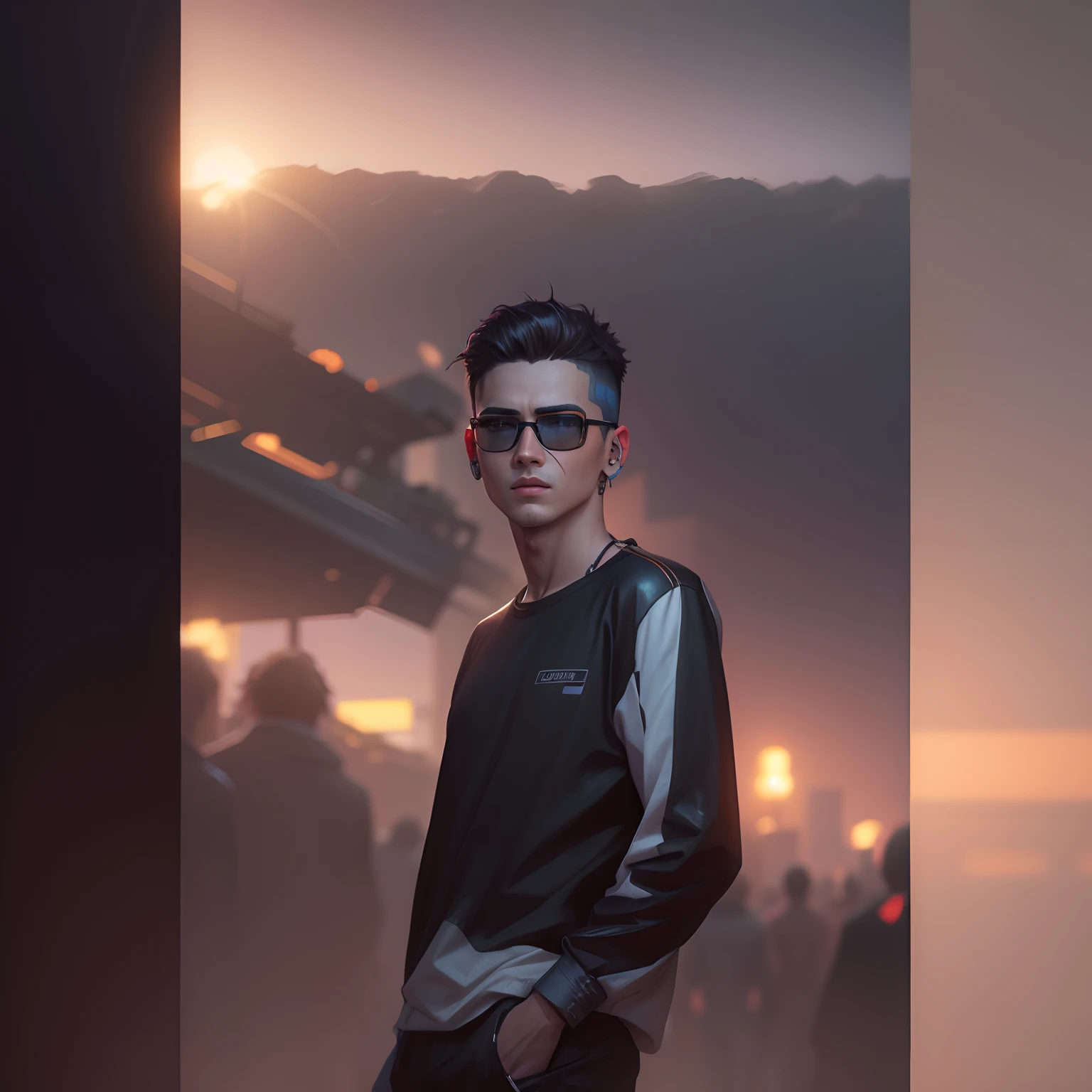 Change beground cyberpunk handsome boy realistic face 8k, ultra realistic