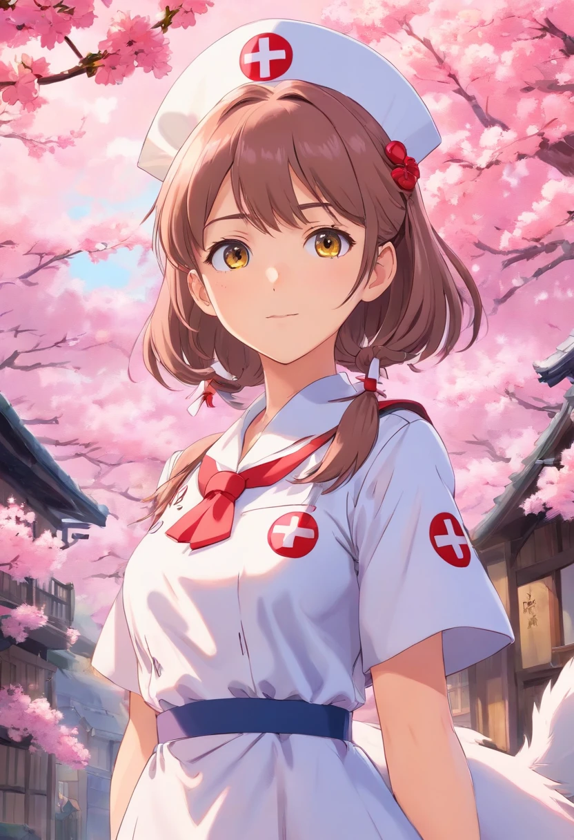 sakura anime style in sensula nurse costume
