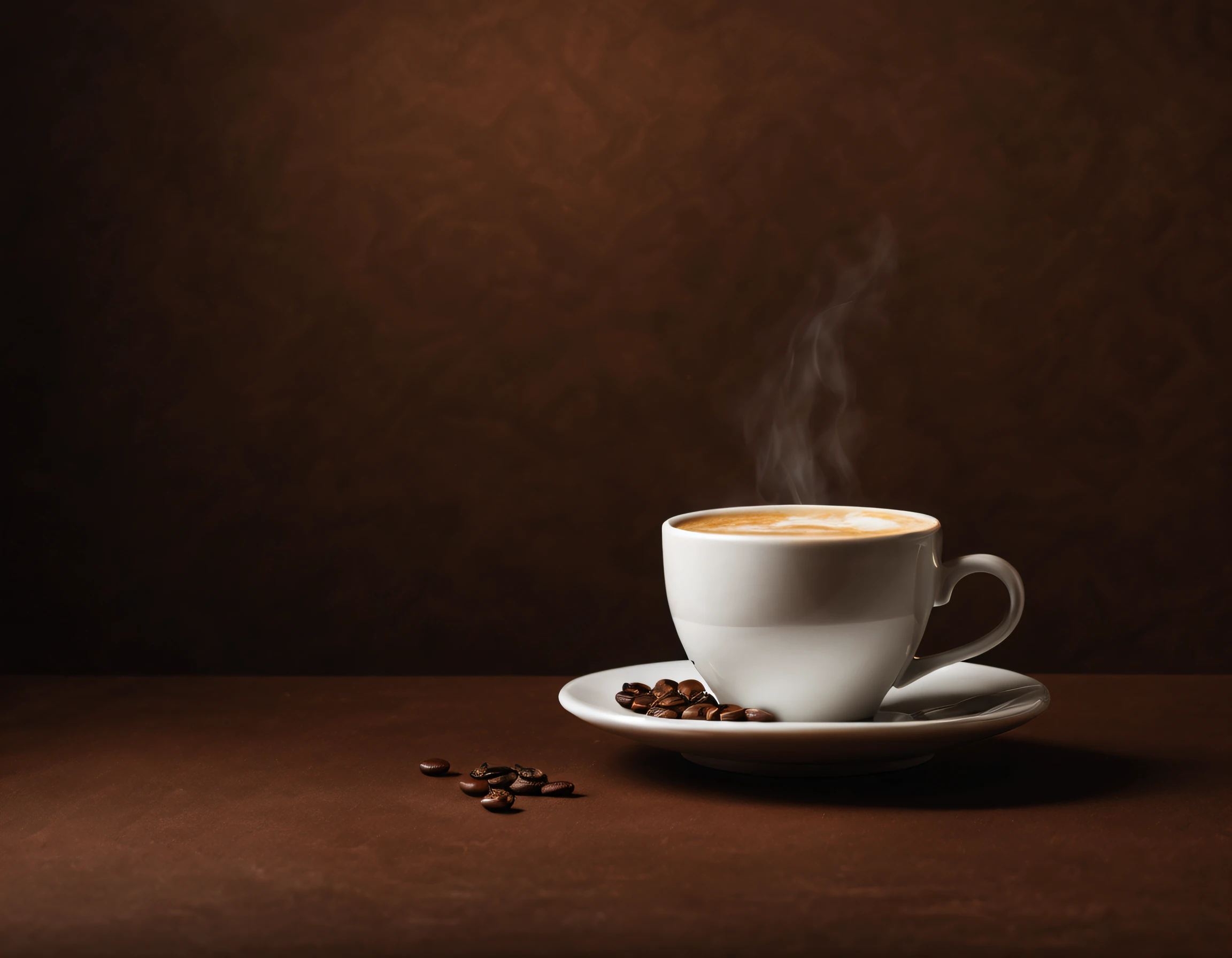 A coffee，brown background