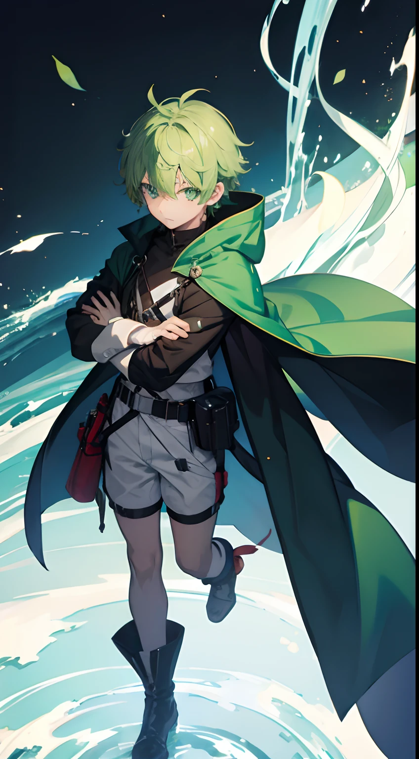 anime boy green eye