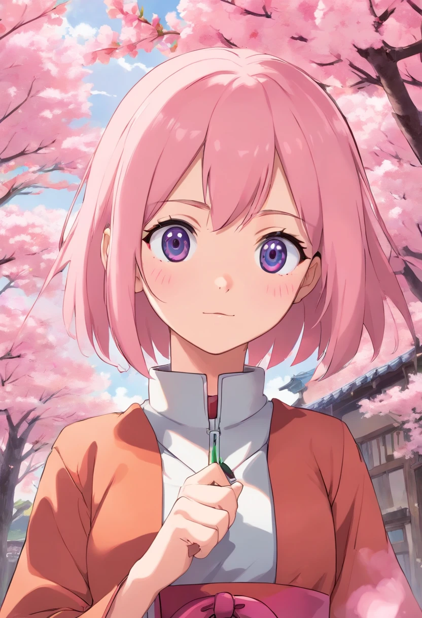 Sakura from Naruto in a school costume that is very sensual
