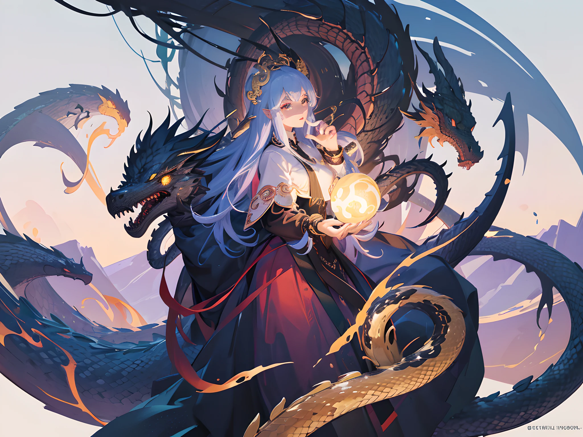 16kHigh quality、accuracy、Exquisite、Smooth expression、Illustration style、(hydra、sensuous、Countless Great Serpents、Infinite-headed snake dragon god)、Rugged mountains、psychedelic、ink drops、、