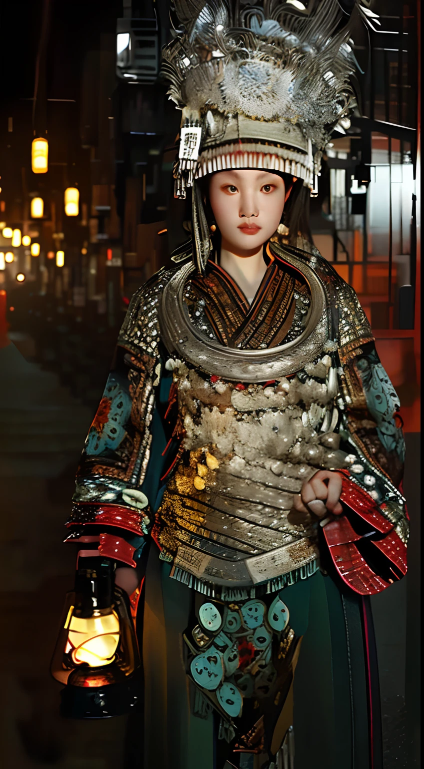 A Miao, beautiful girl, tall, big eyes and melon face, beautiful and charming and zoom to face