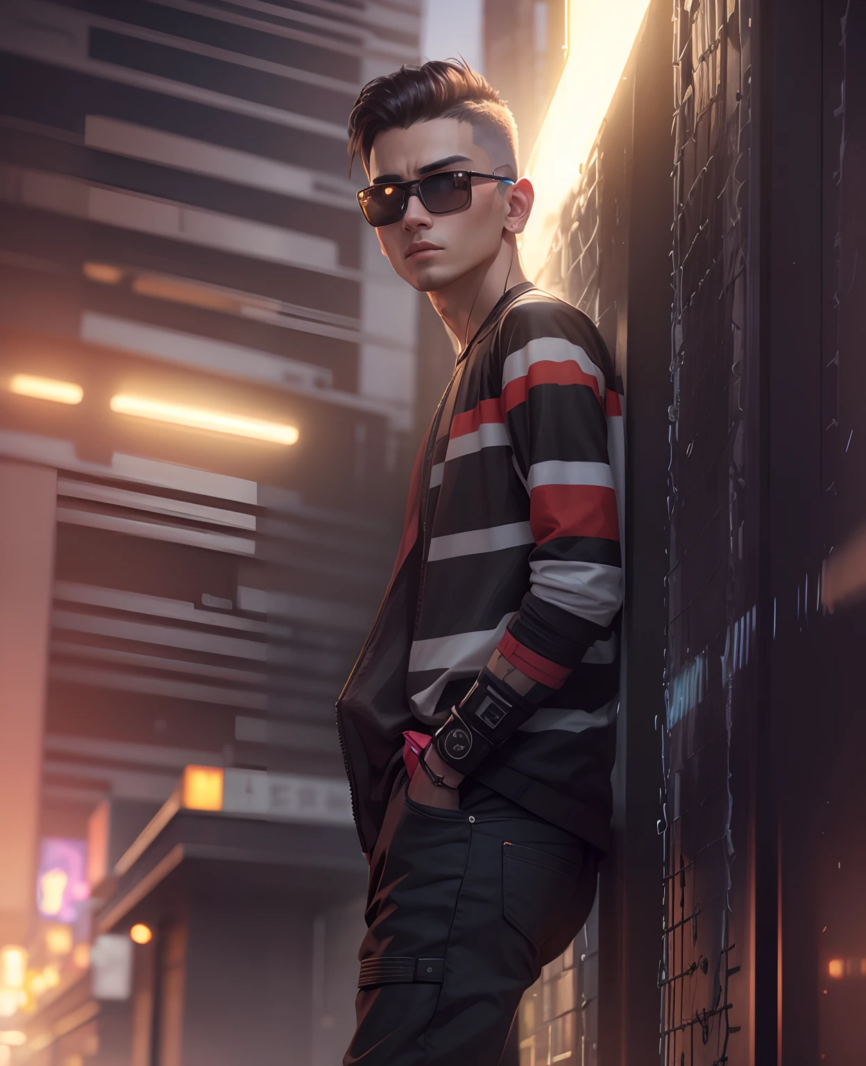 Change beground cyberpunk handsome boy realistic face