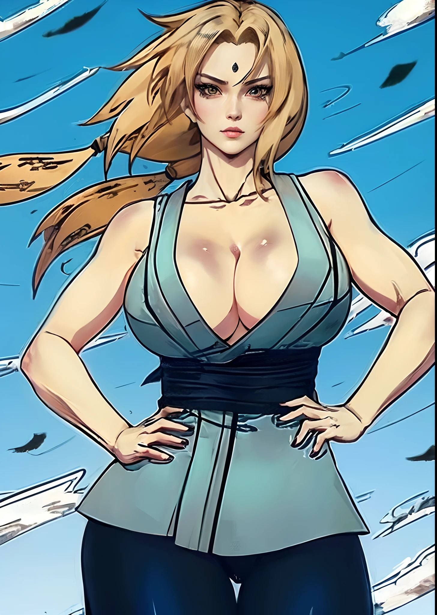 real Life adaption of this character,her name is Tsunade senju from anime naruto ,hyper realistic ,very realistic detailed yellow hair, high resolution, photorealistic,very detailed,very realistic outfit, Japanese face,detailed shining eyes, calm expression,realism,((Tsunade)),((Wiping ass)),(stand on tatami),((mature female)),Thick body,((Solo)),(((completely naked))),(((Cheongsam with high slit))), ((Blush)),in ryokan,A MILF,trending on artstationh,intricate face details,(Curvy physique), vibrant, 4K, 12k resolution