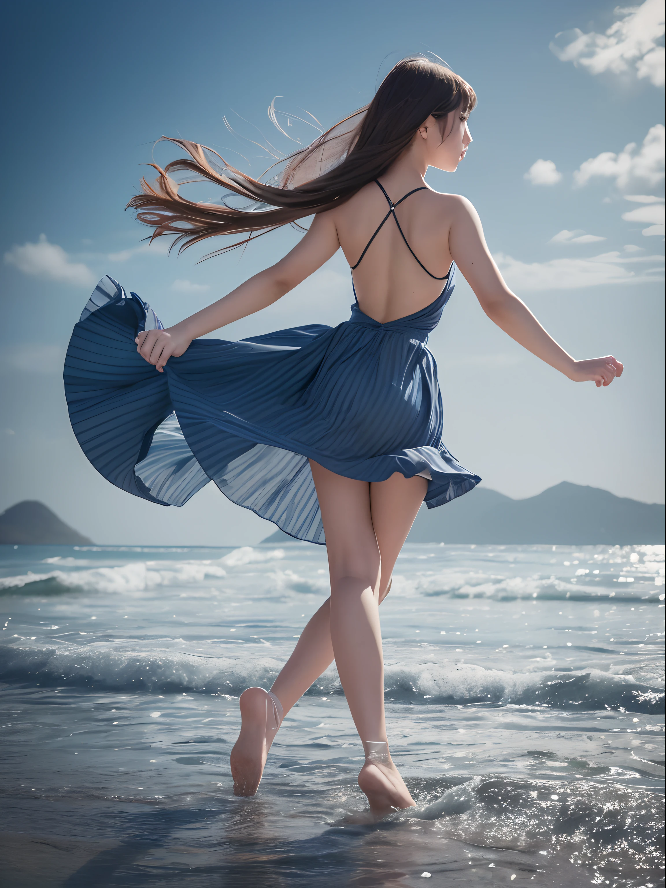 Highest Quality, excellent details, 超A high resolution, (fidelity: 1.4), The best illustrations, Photograph the whole body,favor details, Highly condensed 1girl, with a delicate and beautiful face, Delicate collarbones, High Quality Fishtail Skirt, Shyness,Frolic,dance,Soft buttocks,toppless,