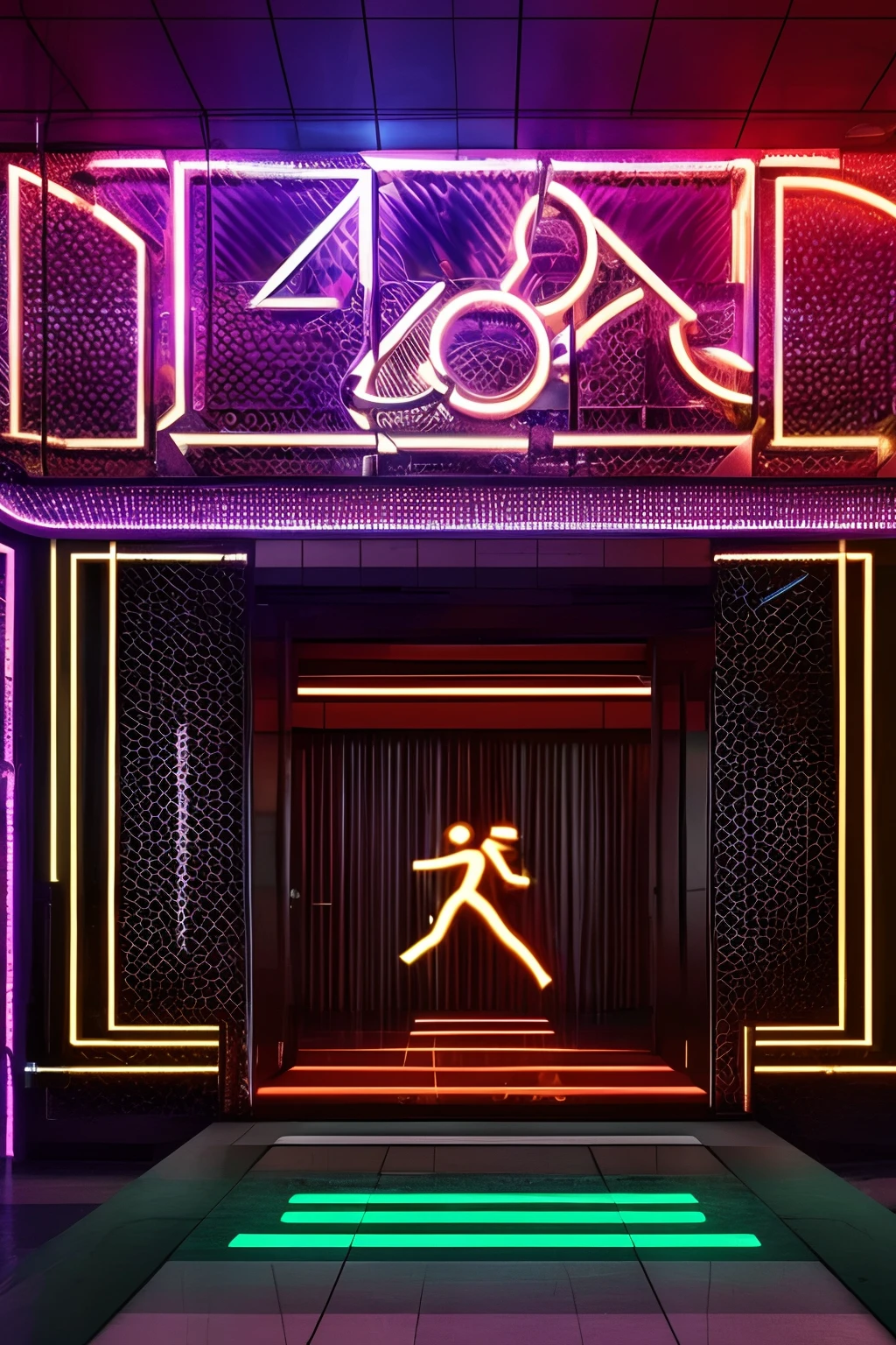 people dance in nightclub, hidden door, UHD, ultra rendered, high detail, neon, perfectly rendered, fun, hyped up, hidden bar, full detail, glass, wall, with sticker and sign, colorfull, realistic, photography, dance, dance floor
