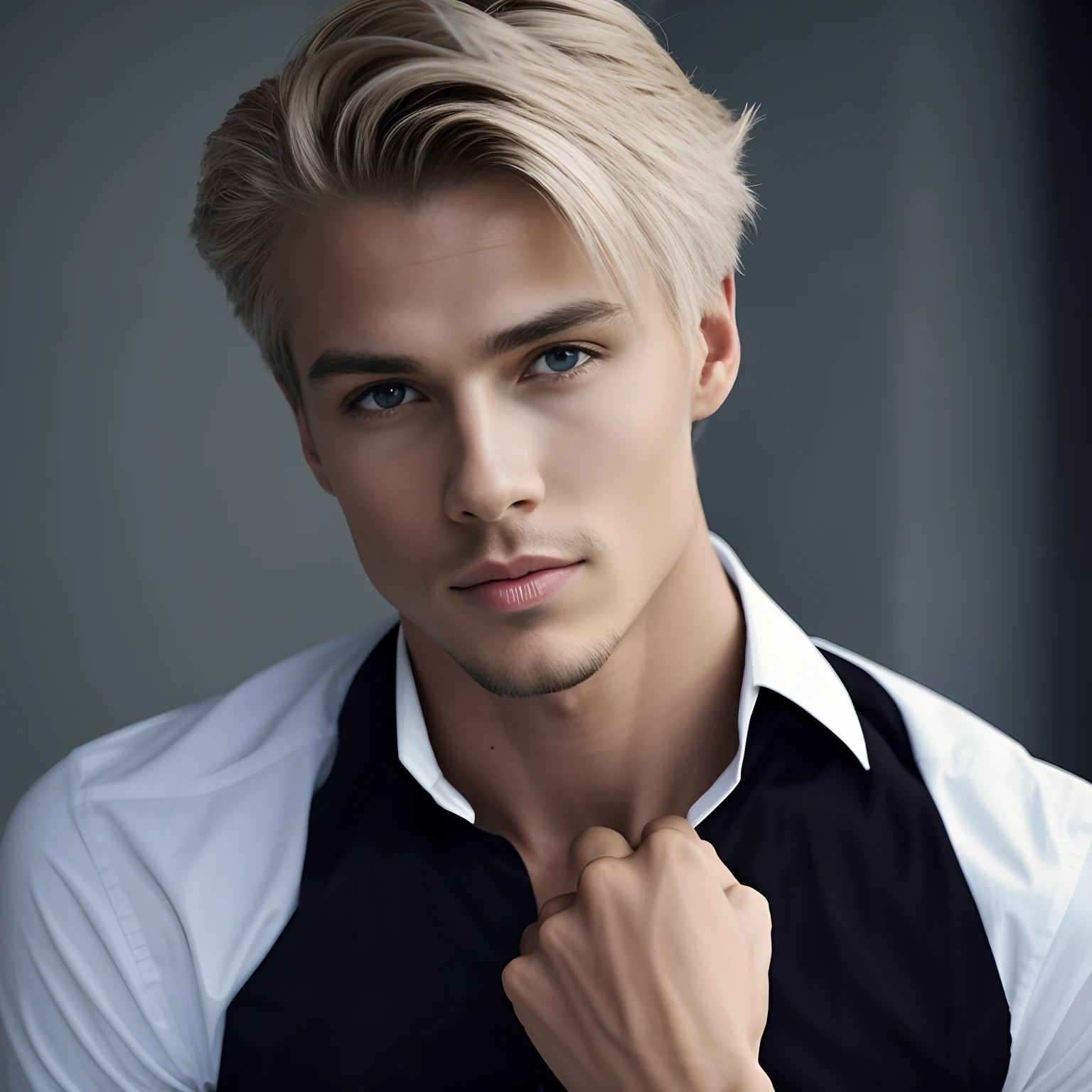 Homem loiro com olhos azuis e uma camisa branca e colete preto, Blonde and attractive features, cabelos loiros e olhos azuis, long swept back blond hair, homem loiro, cabelos loiros olhos azuis, olhos azuis e cabelos loiros, Jovem com rosto bonito, cabelos loiros olhos azuis, jovem atraente, macho atraente, British blond man, jovem bonito, cara loiro, Macho bonito, Austin Butler 8k