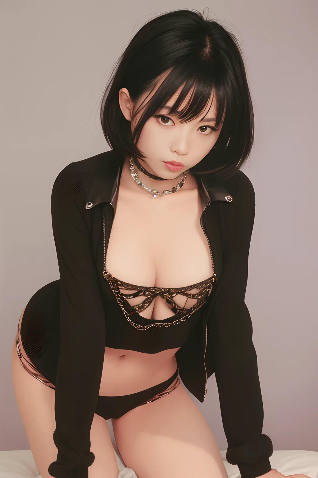 Wearing sexy punk clothes、Emphasized body lines、Girls Who Love Sex
