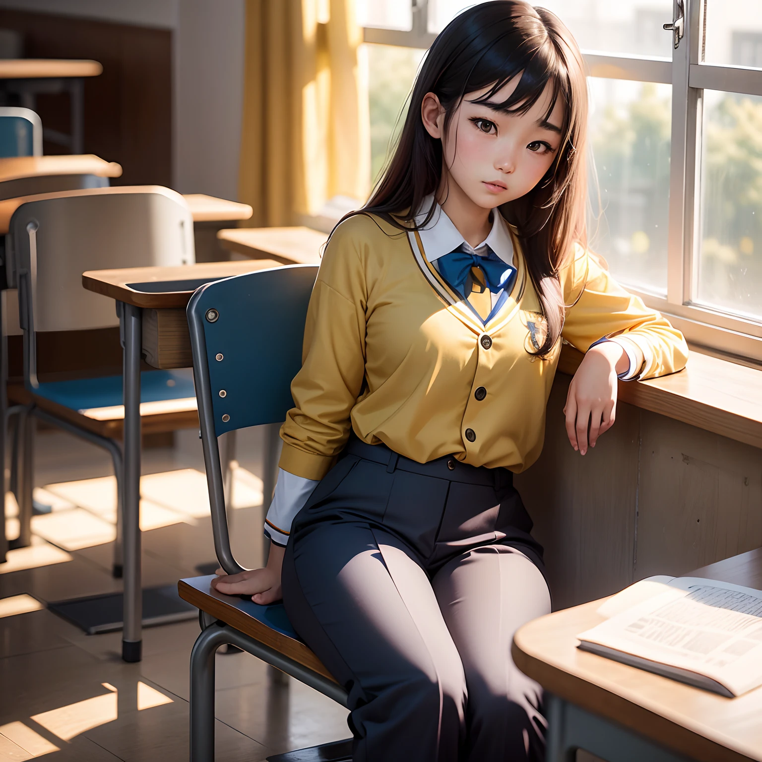 Unreal world、ultra high definition photo、accurate depiction of the human body、Schools that train sex slaves、uniform、classroom、Full body Esbian、young girl、"Photographed alone"、Very accurate super young cute girl、very very young face、An erotic and ecstatic expression、