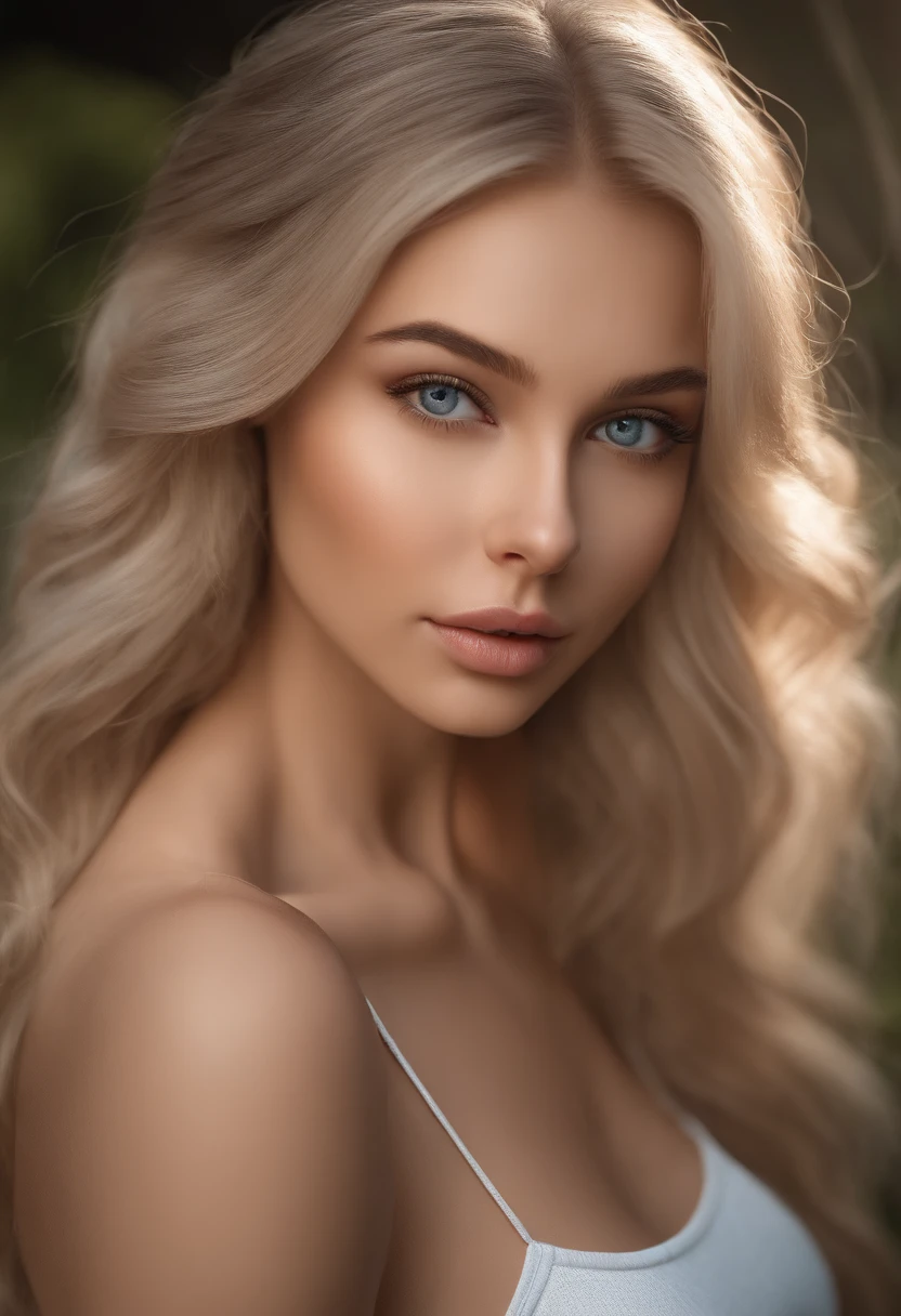 arafed woman fully , sexy girl with blue eyes, ultra realistic, meticulously detailed, portrait sophie mudd, blonde hair and large eyes, selfie of a young woman, violet myers, without makeup, natural makeup, looking directly at the camera, face with artgram, subtle makeup, stunning full body, medium to large size bust; ; ;doing excersice, lifting weights  in the gym