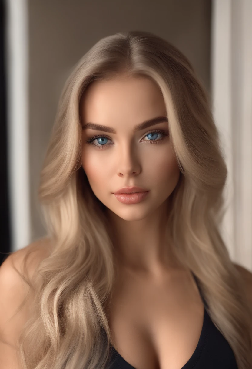 arafed woman fully , sexy girl with blue eyes, ultra realistic, meticulously detailed, portrait sophie mudd, blonde hair and large eyes, selfie of a young woman, violet myers, without makeup, natural makeup, looking directly at the camera, face with artgram, subtle makeup, stunning full body, medium to large size bust; ; ;doing excersice, lifting weights in the gym