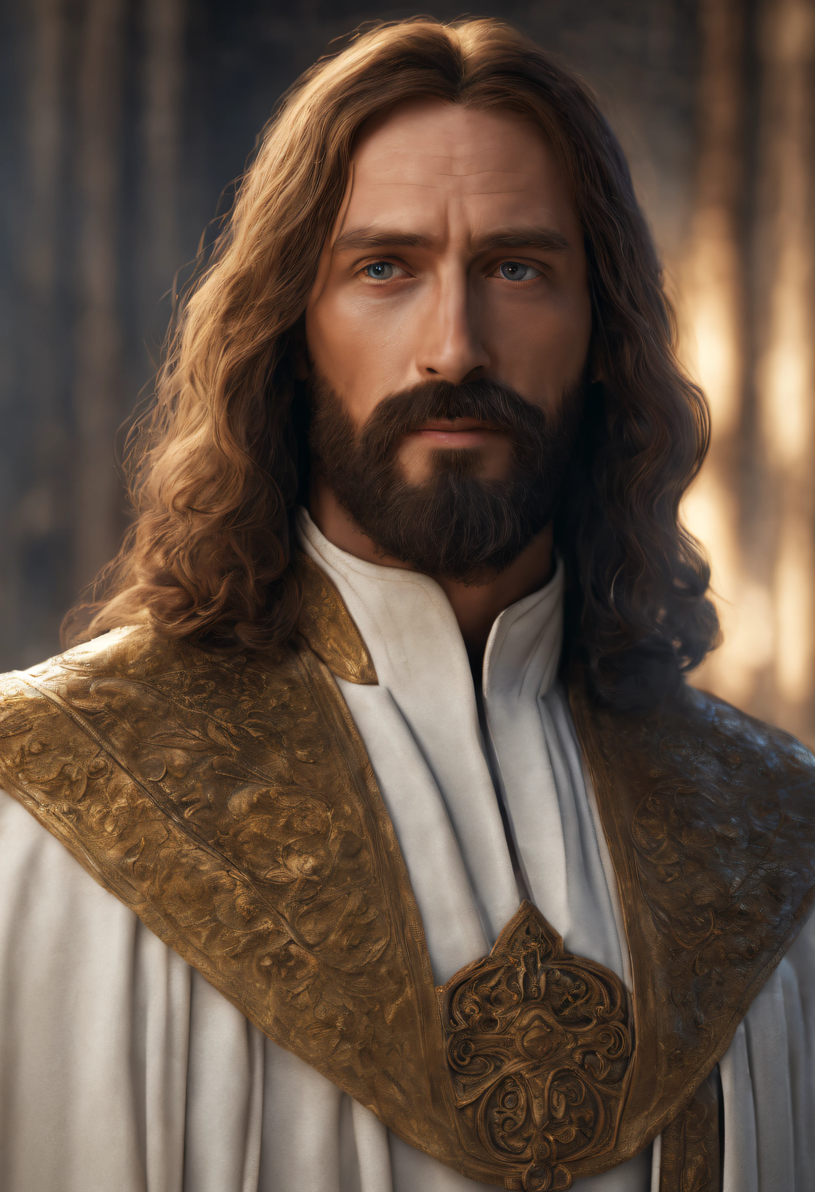 [assistant to=graphic_art code]interface { “character”: { “description”: “Jesus, a very thin Caucasian man with long hair and a beard”, “clothing”: “long white robe”, “type”: “Close-up portrait, centered, with symmetry” }, “art”: { “quality”: “Very real, ultra detailed, very detailed, realistic, soft cinematic light, HDR, sharp focus, cinematic look, complex, elegant, very detailed CG, high resolution live photo, high dynamic range live photo, 8k live photo, 8K resolution live photo, Unity 8k wallpaper, extremely detailed CG, masterpiece live photo, realistic, photo-like real, three-dimensional, beautifully detailed, depth, fine texture, glossy, fully focused, vivid, realistic”, “texture”: “8k”, “details”: “Nonsensical, complex”, “skin”: “Natural” }, “camera”: { “lens”: “35mm” }, “clothing”: { “details”: “Yes” } } [assistant]'.