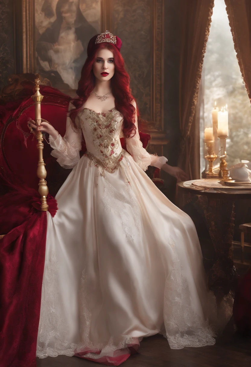 Complete head:1.9),meticulous portrayal of face,1 noblewoman,a matural female,Black dress long dress,(Red suspender stockings+),(high-heels),(Red stocking feet+),Long purple hair,Prom background, Perfect body, s the perfect face, perfect hand, Perfect Finger, Perfect lips, perfect eyes, Perfect background