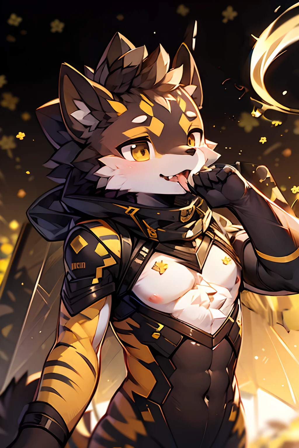 Lick your fingers,Arms yellow and black,The arms are yellow and black