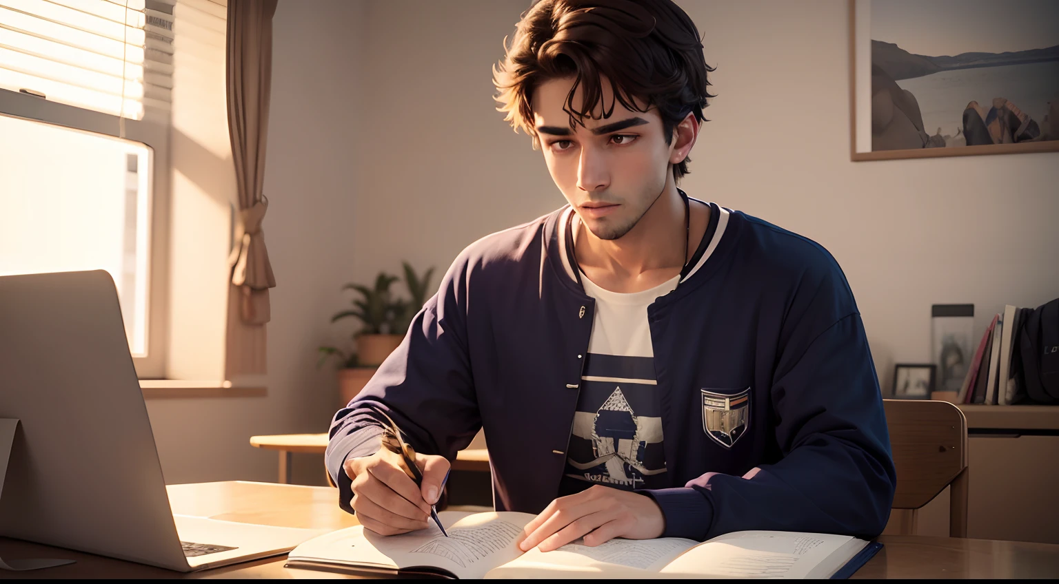 homem jovem estudando, moletom, stoic