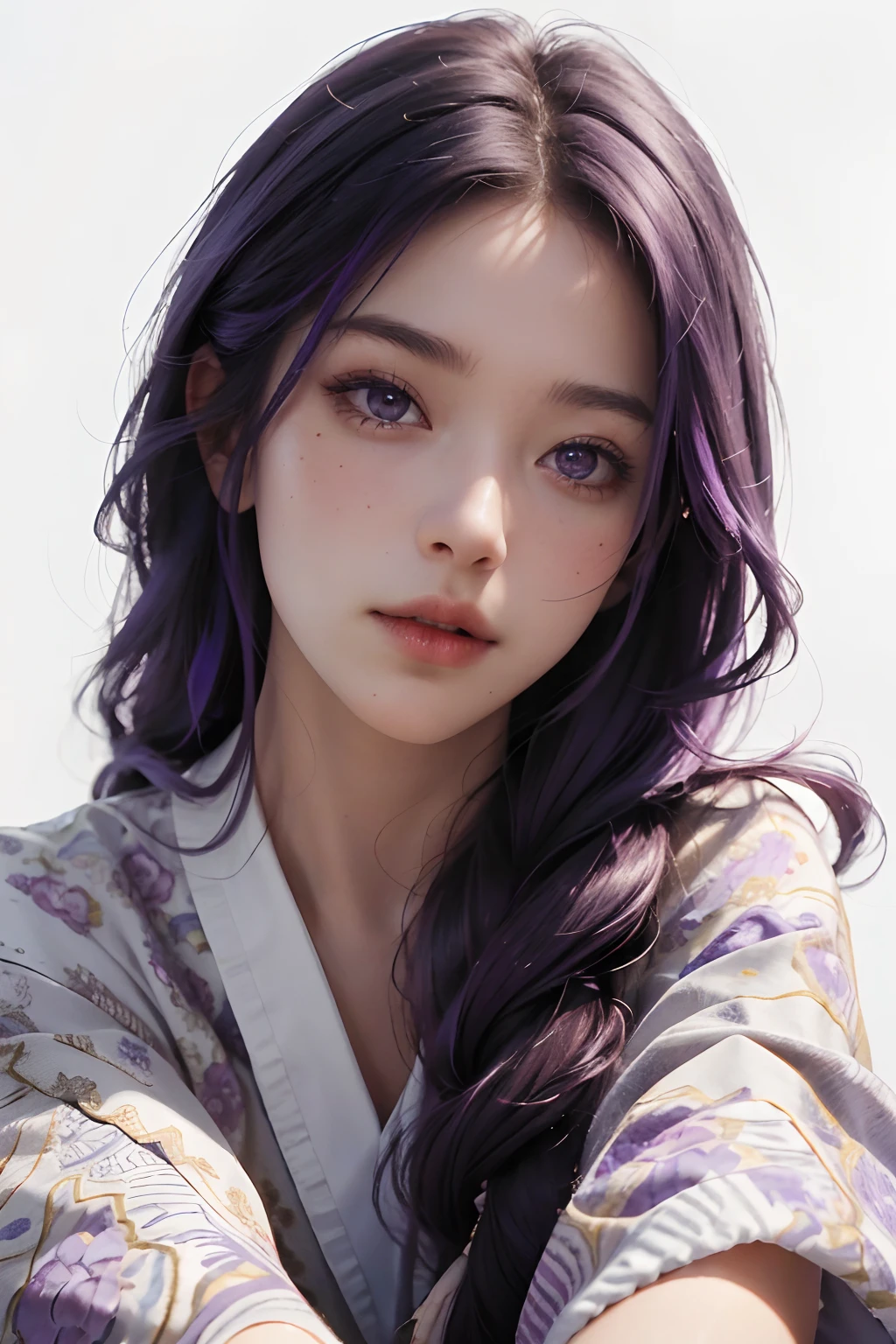 (RAW photo, best quality), (realistic, photo-realistic:1.3),purple hair,best quality,highly detailed,masterpiece,ultra-detailed,illustration,1girl,upper_body,dynamic angle,world masterpiece theater,messy_long_hair,best quality,extremely detailed CG unity 8k wallpaper,ink,Amazing,cinematic lighting,lens_flare, dunhuang_style,(((Masterpiece))), (portrait), 24 years old, kimono, blushing, purple hair, diffused light, dynamic shadows, sharp focus, realistic, detailed, highres, absurdres, white background, photorealistic, lifelike, sex, penetrate, (((penis))), dick, vagina, pussy, crotch, naked, bare, clitoris, vulva, spread legs, thigh focus