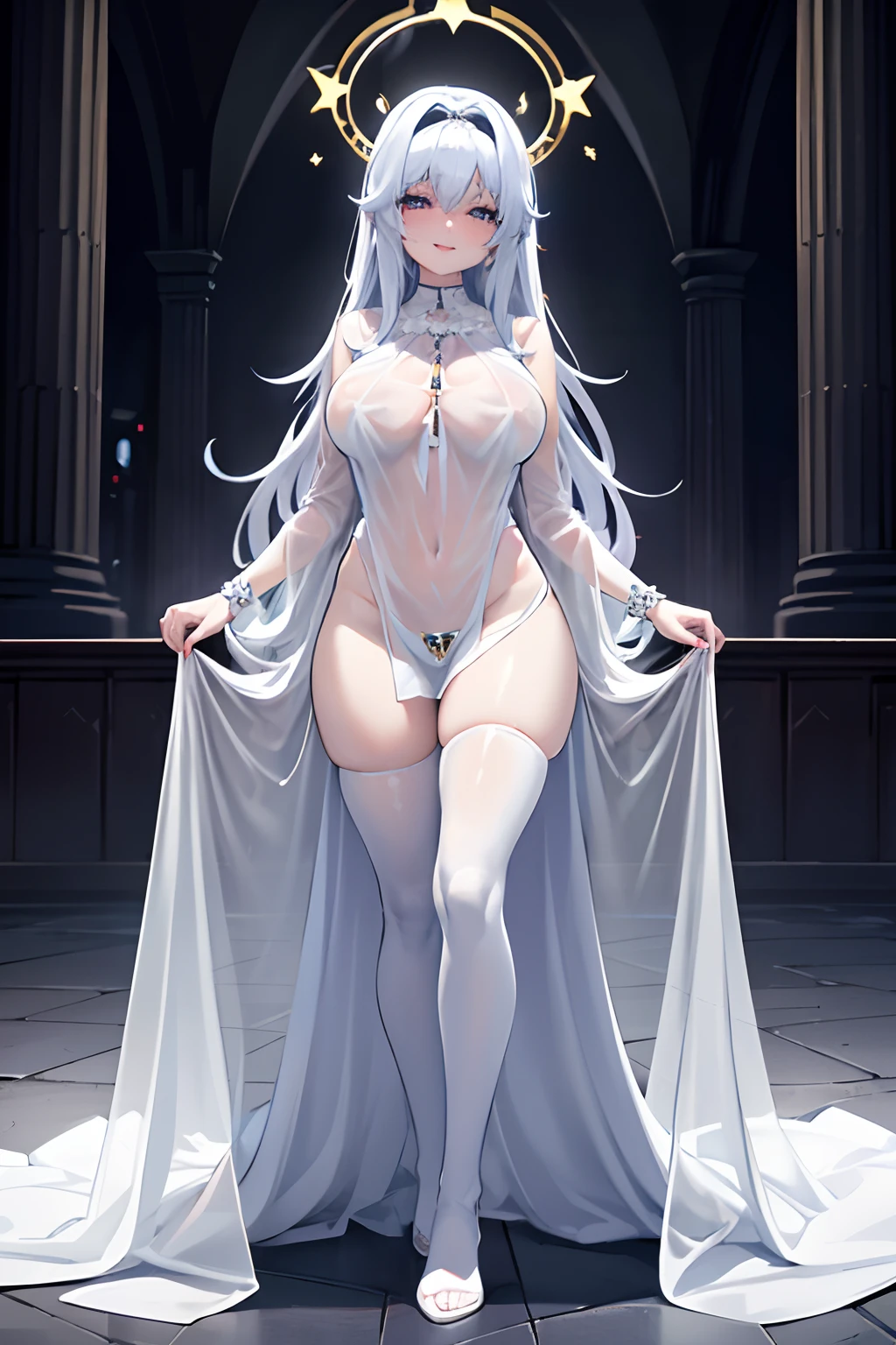 An girl with a graceful figure, beautiful anime portrait, around her, super delicate, in line with common sense.
masterpiece, high quality best quality, 2girl, Megan Fox as a sexy catholic woman. Religious. Holy crosses.Crosses. she is wearing a sluty conservative catholic girl uniform. Lingerie, nightgown, silky sotckings. She is crying and scared. The second girl is Kim Kardashian is on the catholic cross in the background. Angel wings, halo, soft feelings.
Religion tattoos. Bright wild eyes
Strong bimbo body. Heavy makeup.
Dynamic lighting. Dramatic angle.
8k, masterpiece, RAW photo, best quality, photorealistic, extremely detailed, messy background. The devil is behind her. 8k wallpaper, Depth of field, Cinematic Light, Lens Flare, Ray tracing, (extremely beautiful face, beautiful lips, beautiful eyes), intricate detail face, ((ultra detailed skin)) dark, deep shadow, pretty,(very slim slender fit-muscled body:1.3), ((looking at viewer)),(big smile:1.3), (church), (religious), pretty girl, earrings, bracelets, necklace, clear eyes, pov , front shot, (pale skin), (big eyes), ((full body shot)), ((see-through color sleep gown:1.3)), (looking at viewer:1.3), (laced panty), open breast, large soft breasts, have a sheen , (See through, sleeping gown :1.3)
Michelangelo art sytle.style.
Large angel winds. Large detailed halo. She is smiling with big lips. Crosses everywhere. Vagina is dripping. She is happy.