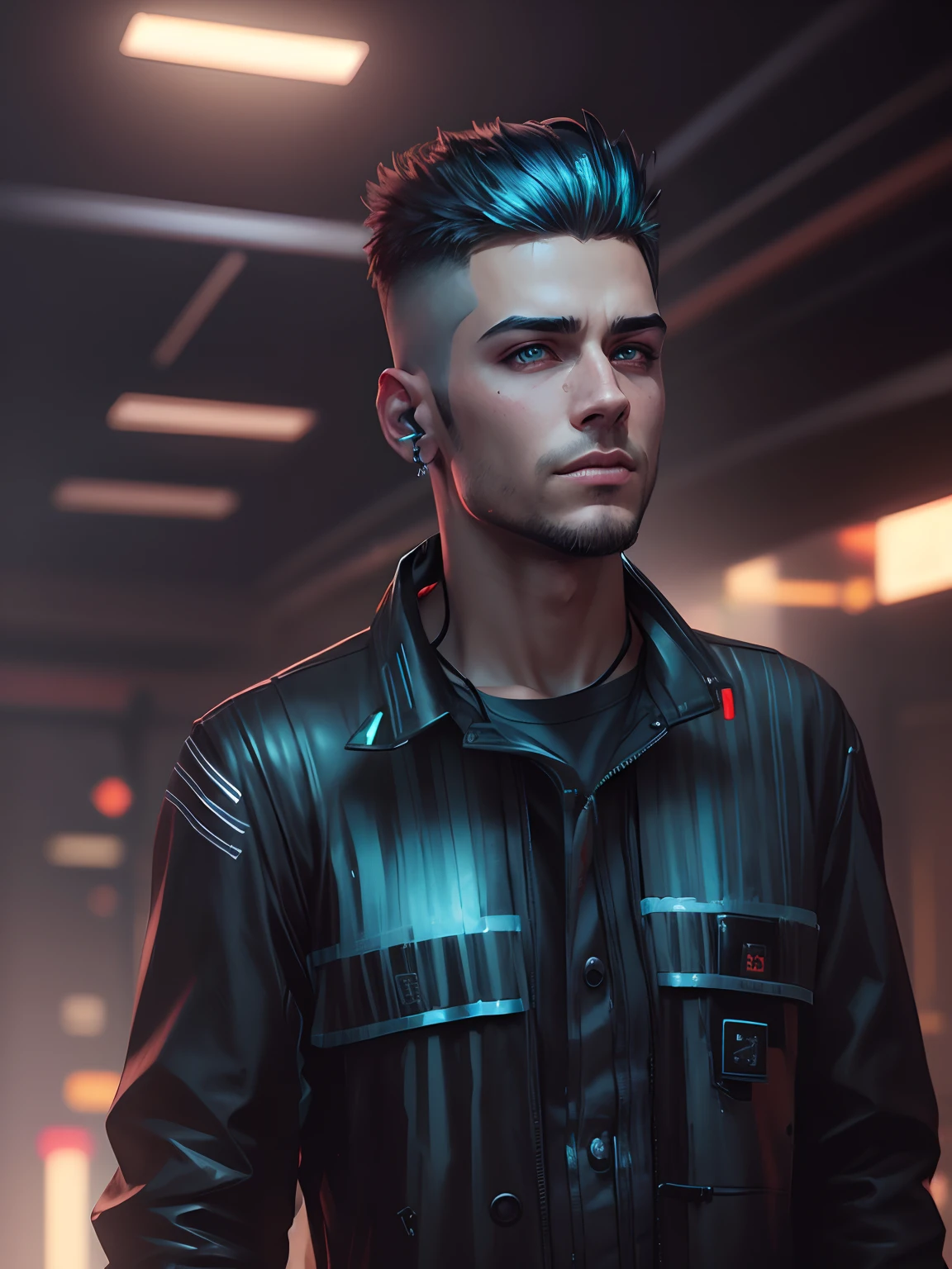 Change background cyberpunk handsome boy, realistic face, 8k, ultra realistic,