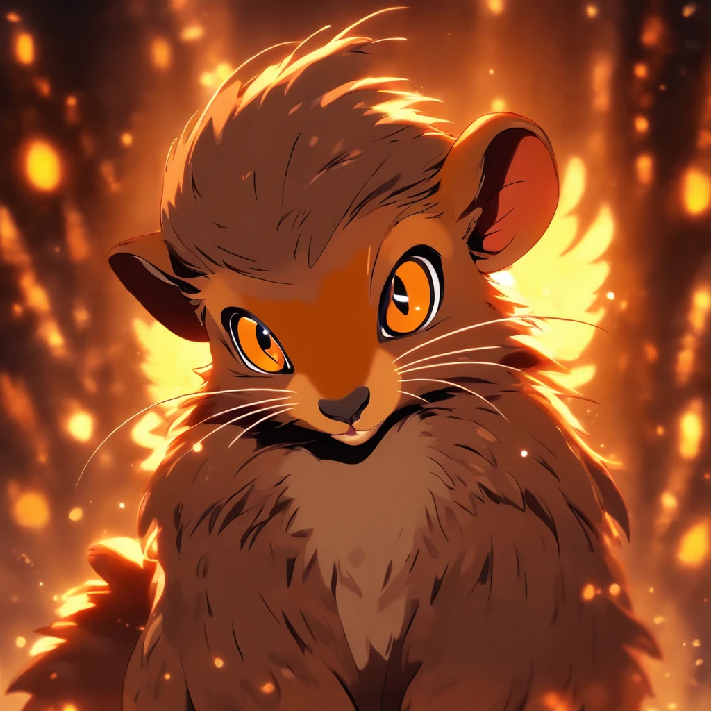 anthropomorphic Agouti that is a fallen angel, brown to dark brown fur, glowing black eyes, best quality, masterpiece