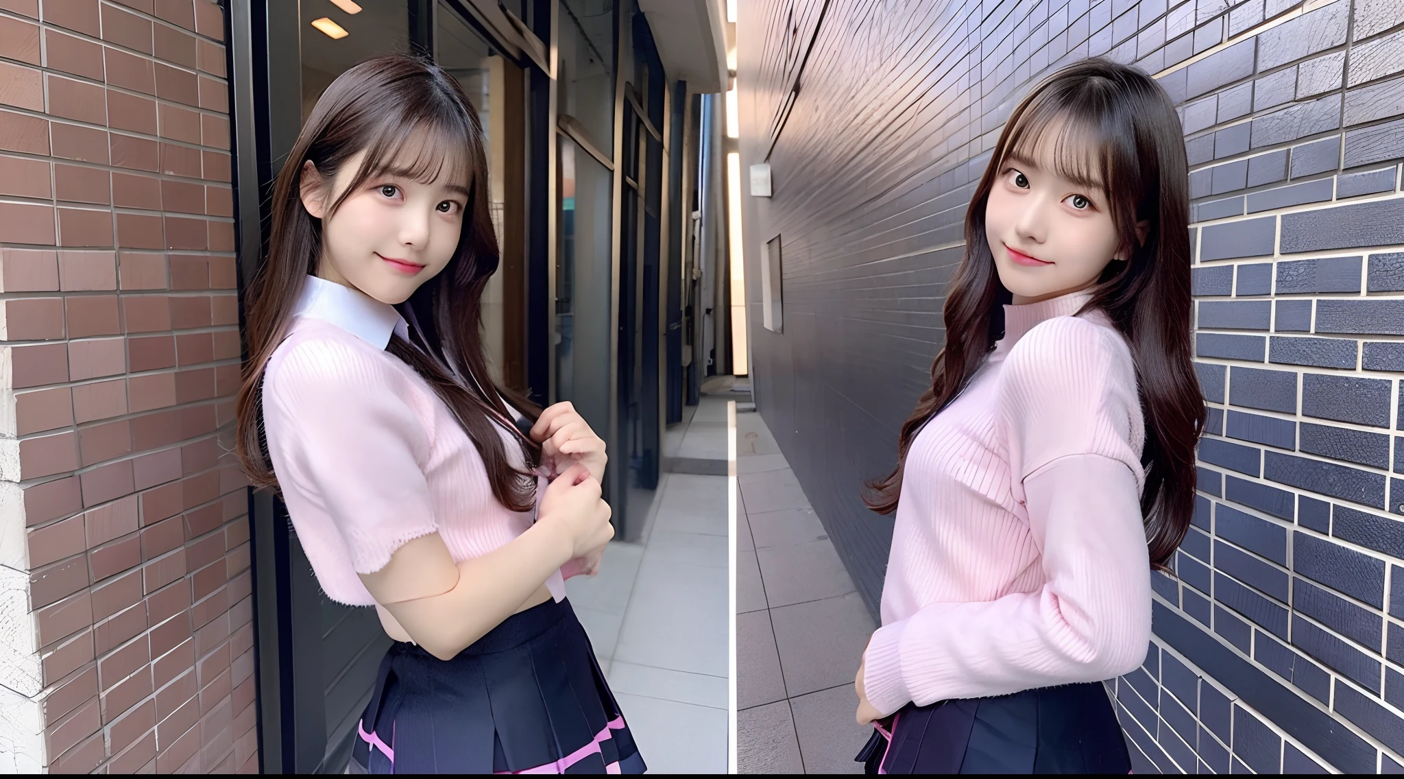 18-year-old high school girl in pink miniskirt