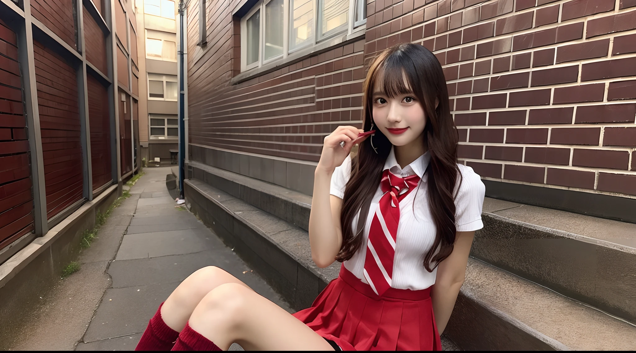 18-year-old high school girl in red miniskirt