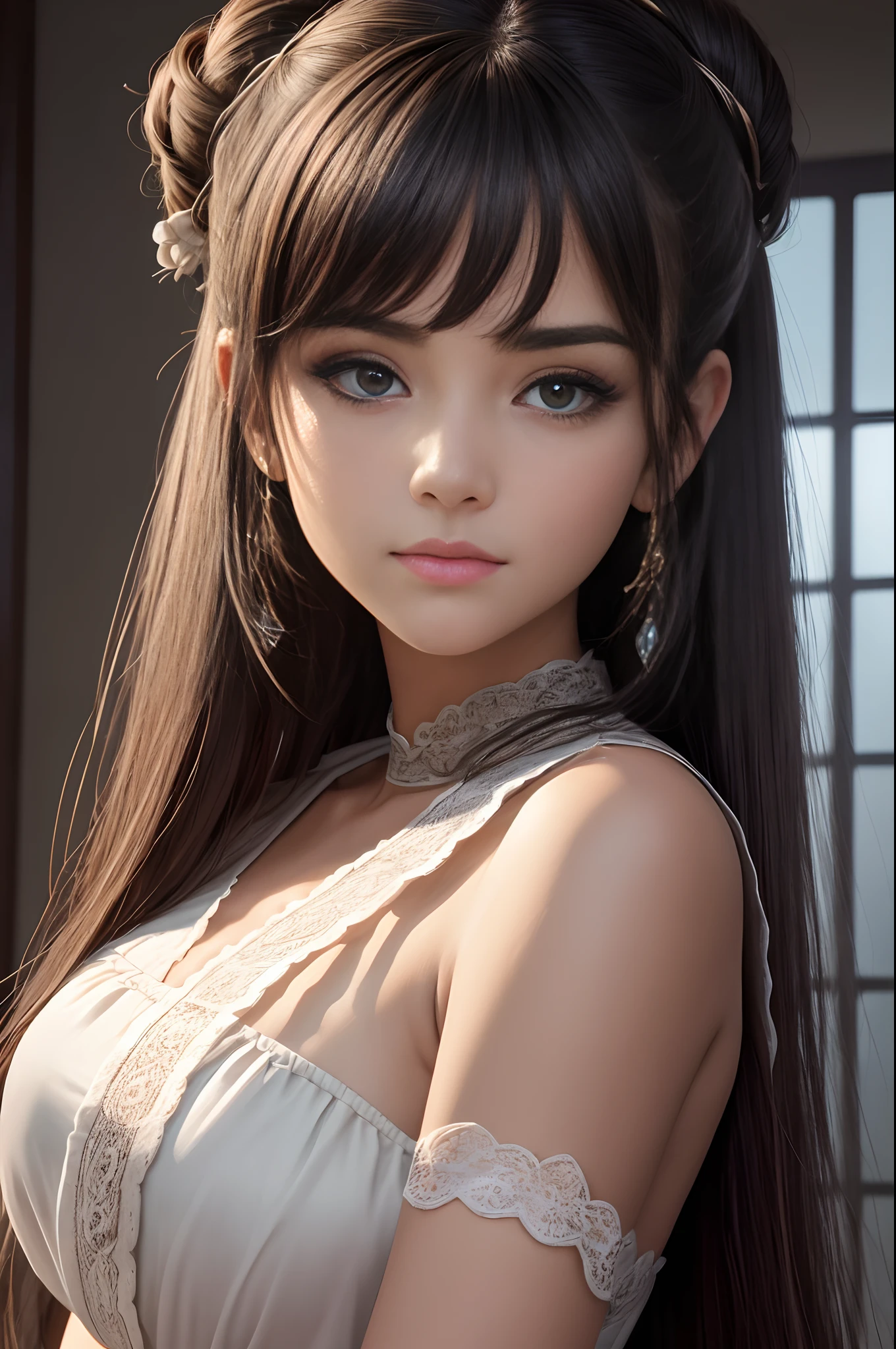 (Peitos Gigantes:1.3),Mulher Bonita,cabelos desgrenhados,menina adolescente,symmetrical bun,adornos de cabelo,(The face is delicate:1.2),(sombras:1.2),(Top Carmesim:1.2),Cobertura de corte,saia longa roxa,Estilo Dunhuang,bordados delicados,Black Streamer,white streamer,Pink Streamer,Pele fina e fina,efeito de luz suave,cabelos delicados e lisos,Detalhamento requintado,Destaque nos olhos,pele clara,retrato fino,Detalhe final,cinematic quality,ser magro,esbeltez;,Fragmentation,detalhe do cabelo,franja fina,cabelo xale,corpo correto,Sombreamento,Estrondos de ar,8k,Super meticuloso,Textura fina do tecido,maciez,forza,textura suave,Estilo Dunhuang,delicate pattern,correct hand,anatomia correta,acurate,a noite,Noite,lamplight,Efeito Dingdall,Traching de raias,Ecrã head-up,